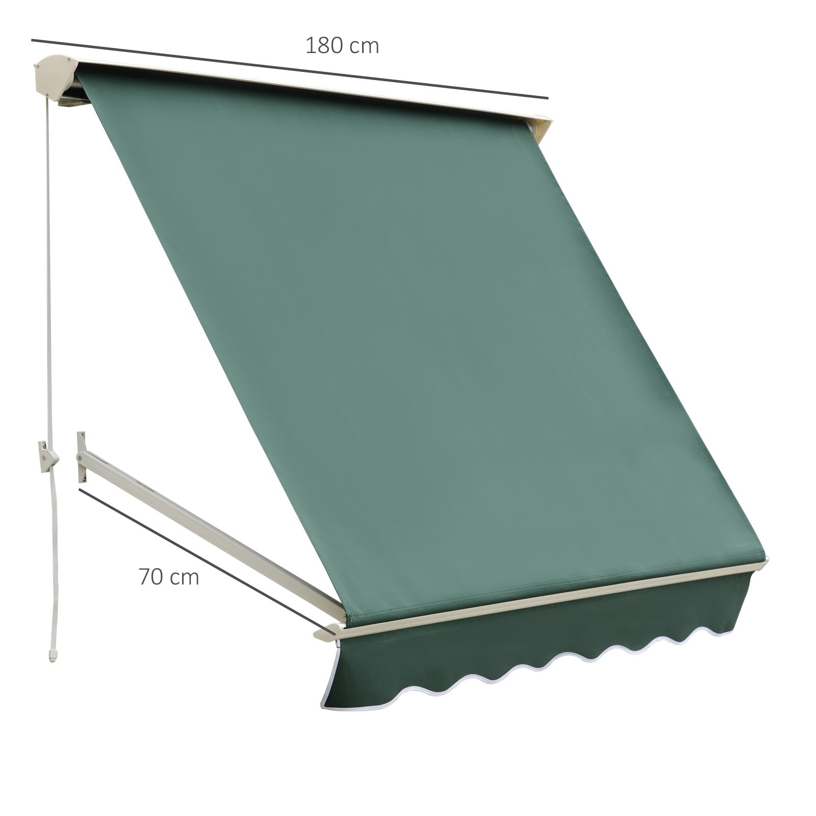 Toldo Manual de Alumínio Retrátil Verde 180x70 cm
