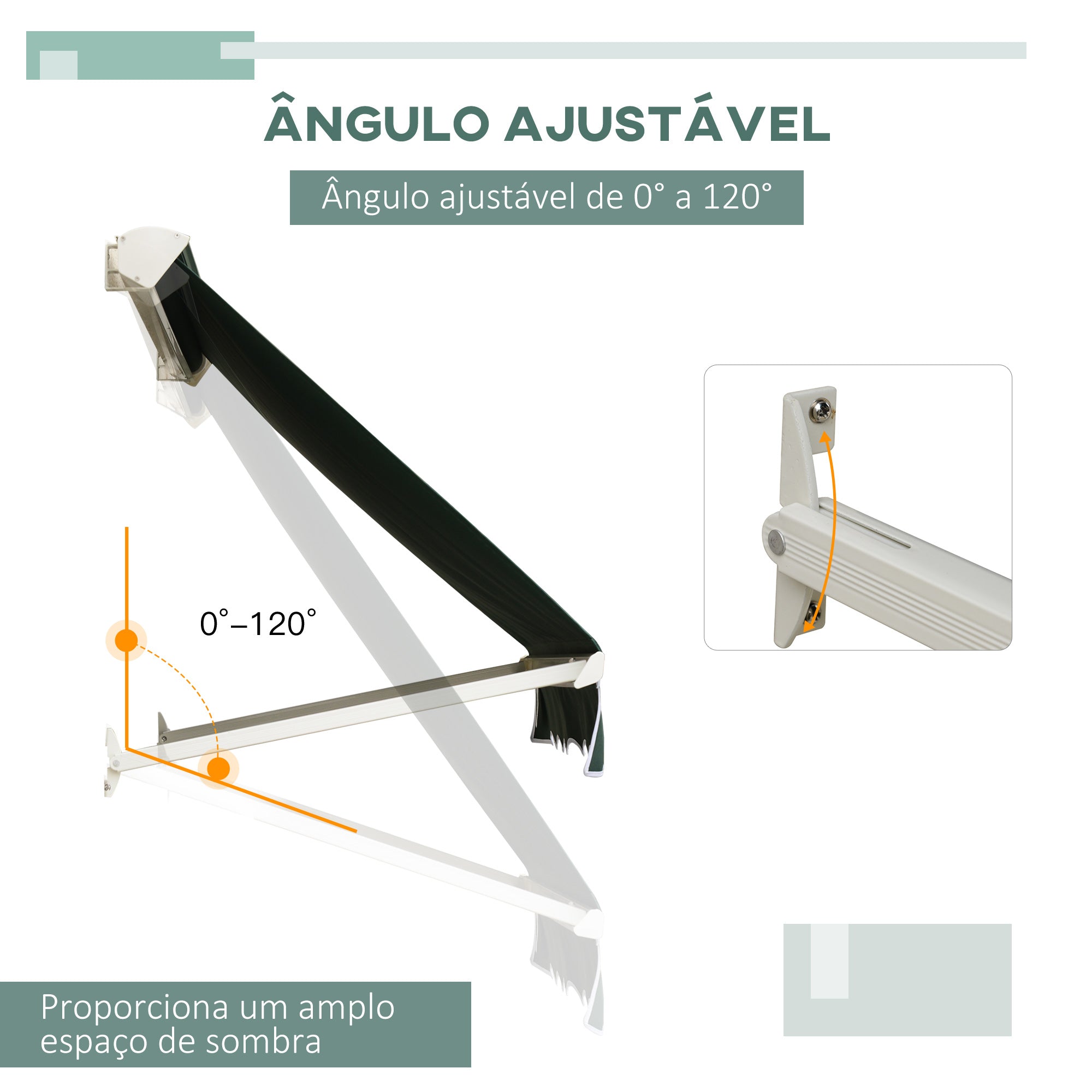 Toldo Manual de Alumínio Retrátil Verde 180x70 cm