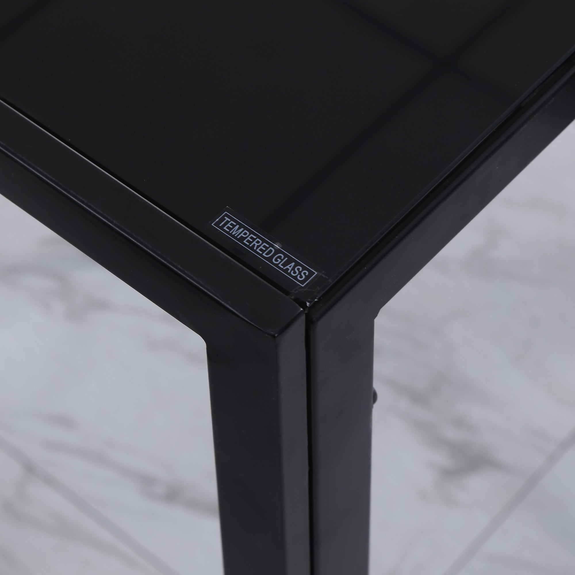 Mesa de Jantar Retangular de Vidro Temperado 120x60x75 cm - Preto