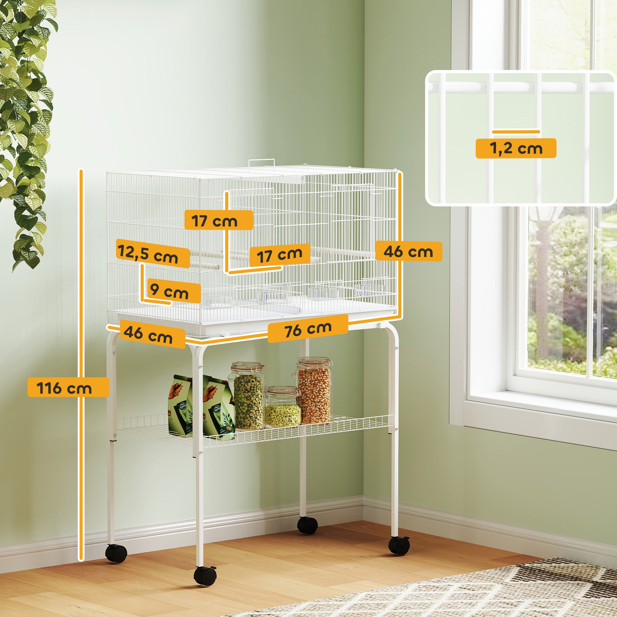 Gaiola para Pássaros Divisória 76x46x116 cm Branco