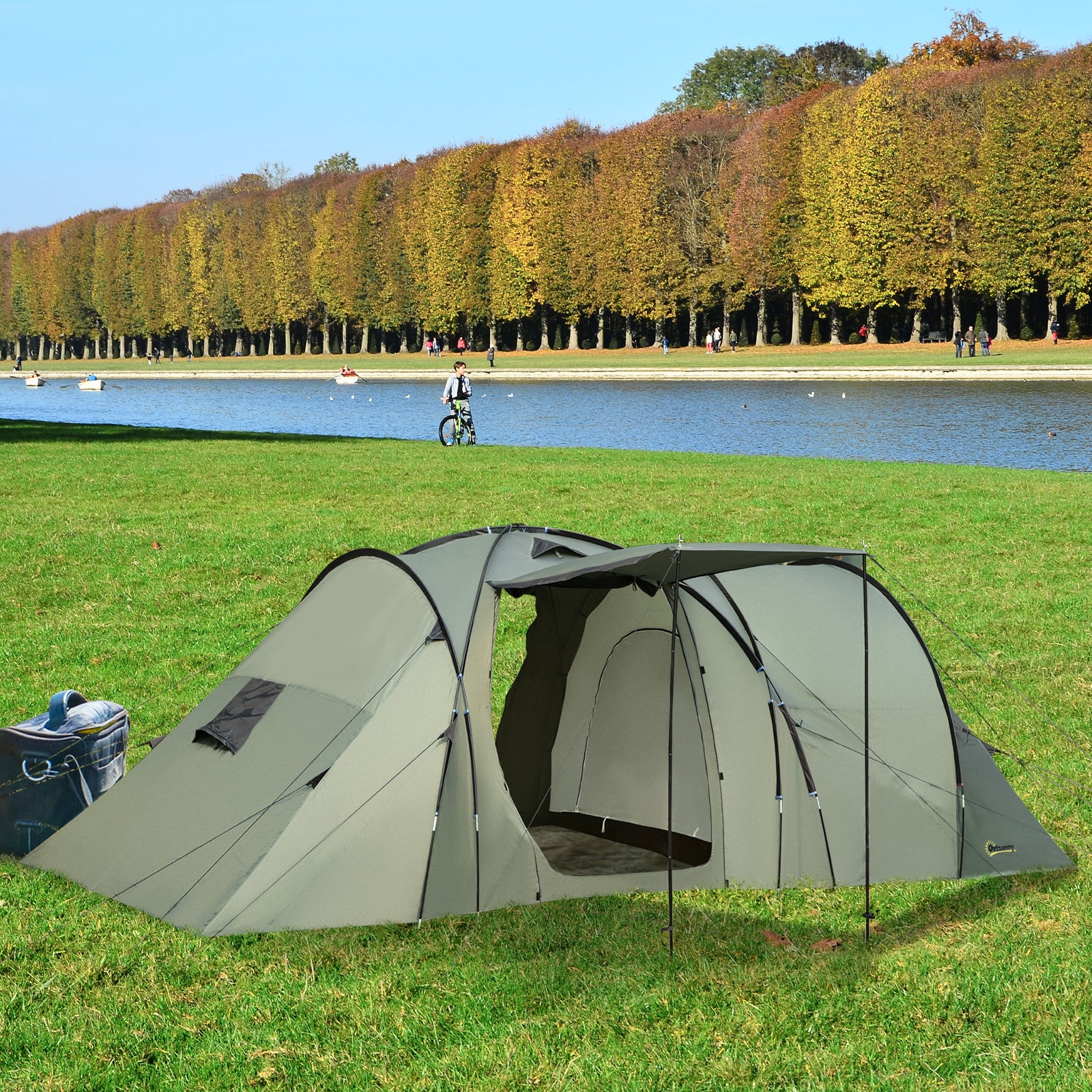 Tenda Espaçosa Verde para 5 Pessoas 580x260x200 cm