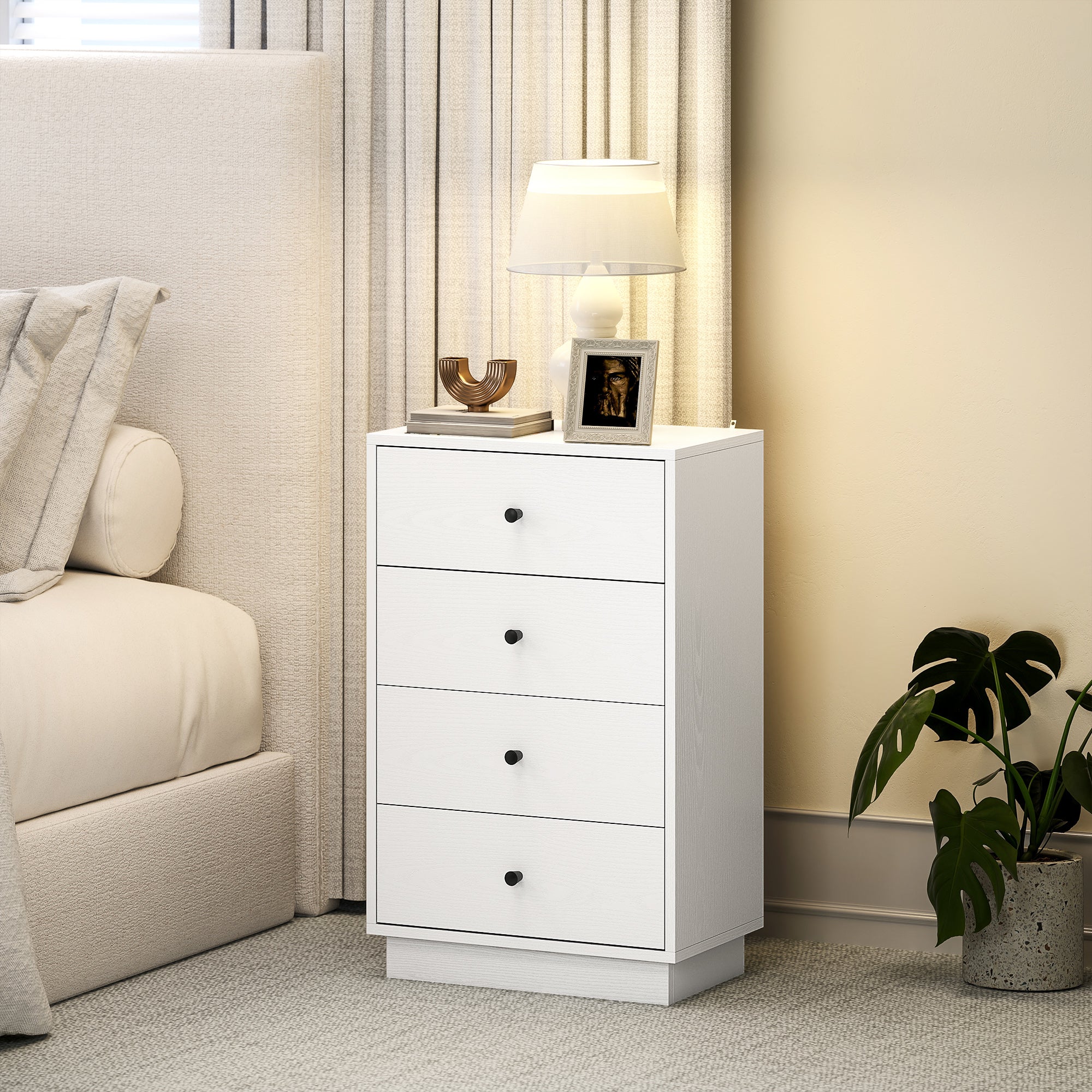Cómoda Moderna de 4 Gavetas Branca 47x29x75 cm