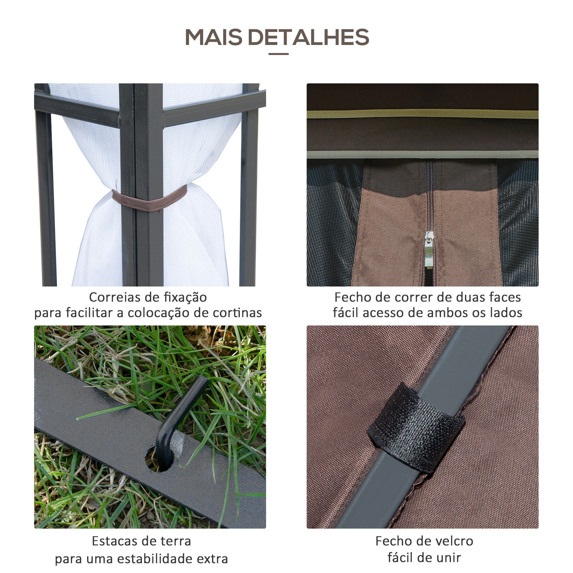 Pérgola de Jardim – 300x300x265 cm – Cor Marrom – Aço