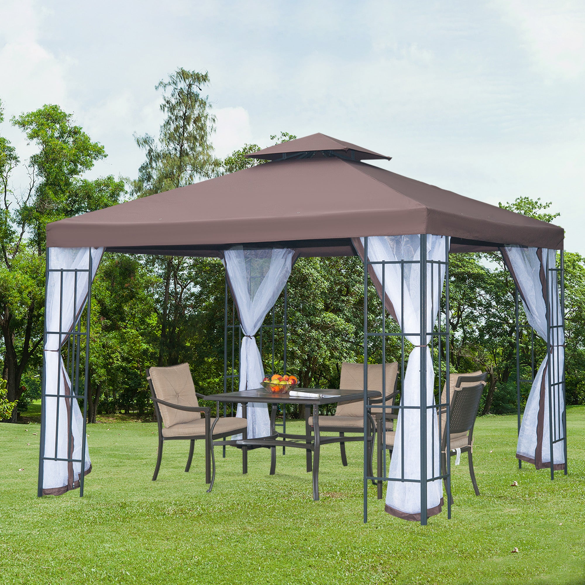 Pérgola de Jardim – 300x300x265 cm – Cor Marrom – Aço