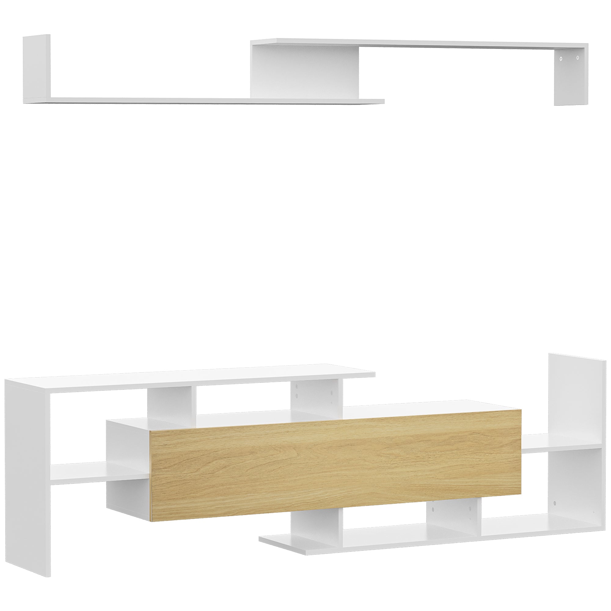 Móvel de TV Moderno 153,6x25x42cm Branco e Madeira