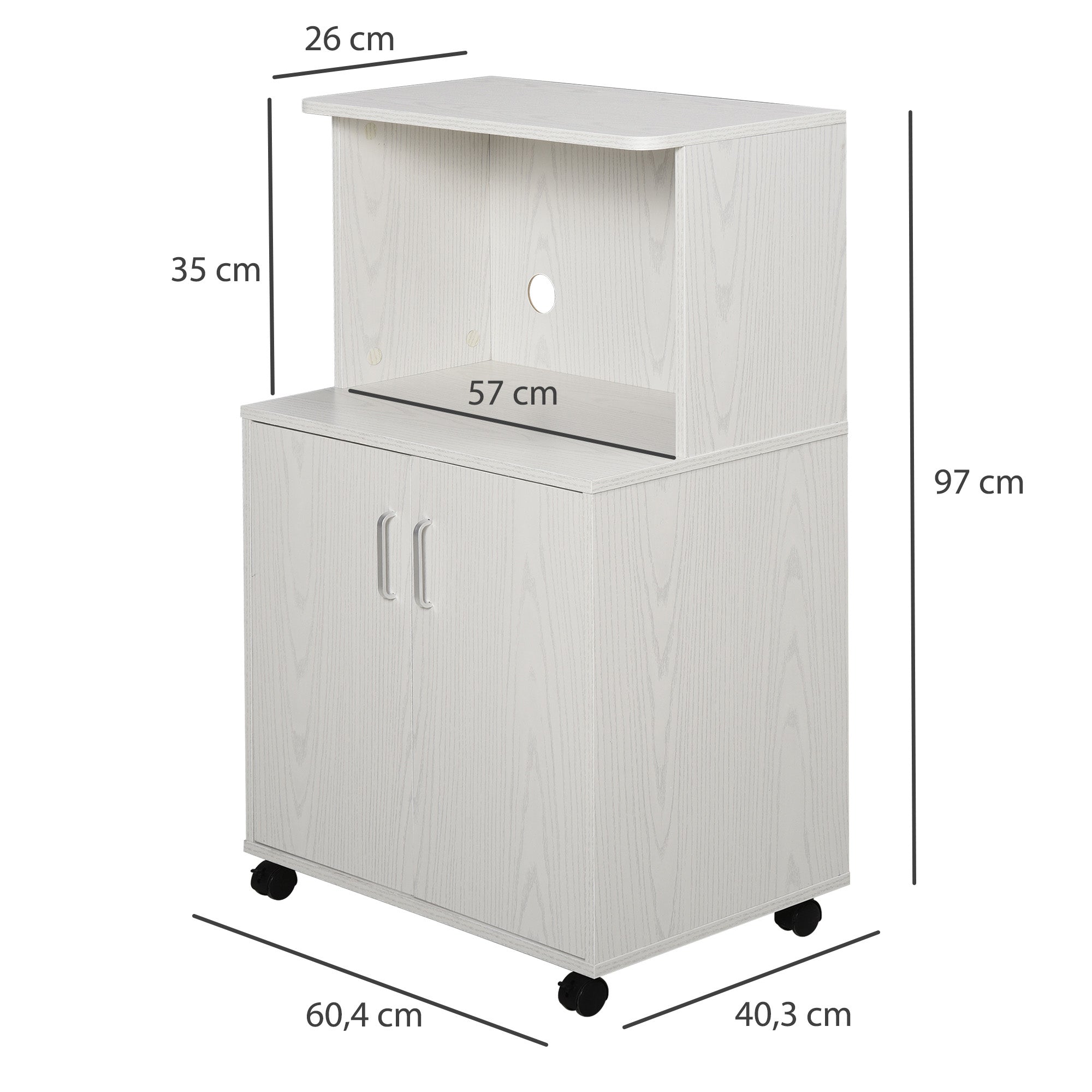 Armário Auxiliar para Microondas 60,4x40,3x97 cm - Cor Branco