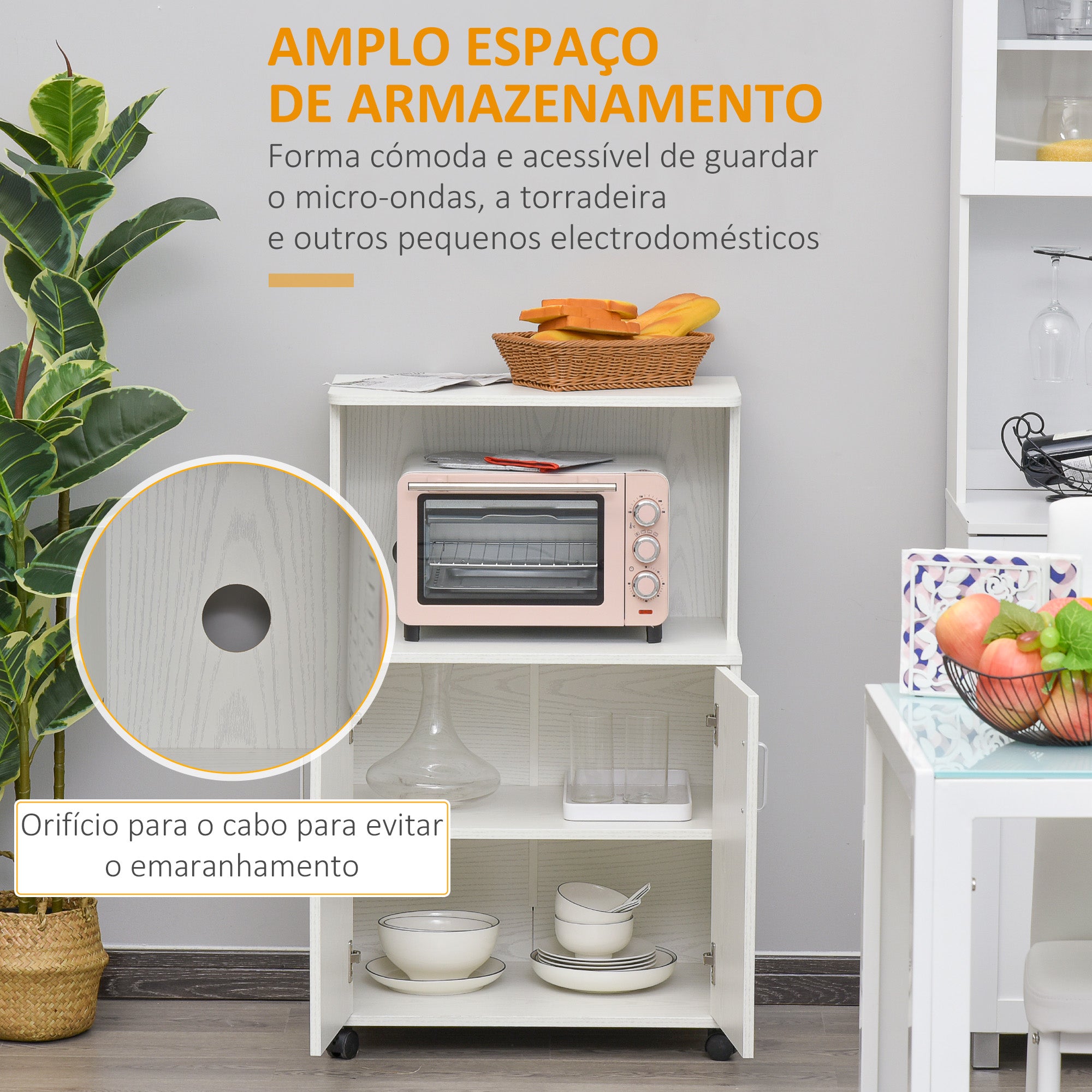 Armário Auxiliar para Microondas 60,4x40,3x97 cm - Cor Branco