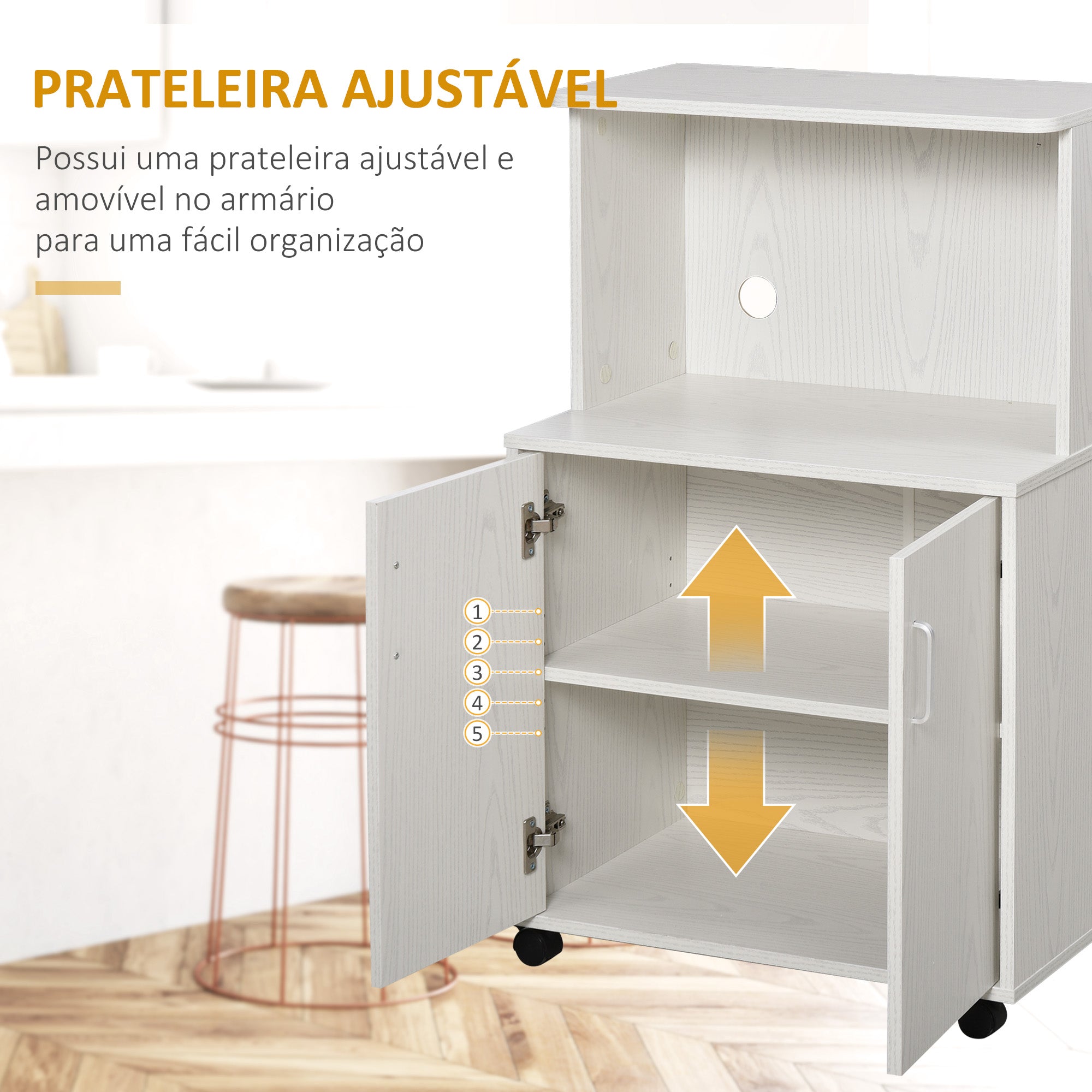 Armário Auxiliar para Microondas 60,4x40,3x97 cm - Cor Branco