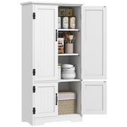 Armário de Cozinha Alto Branco 60x30x123 cm - Móvel Auxiliar com Prateleiras Ajustáveis