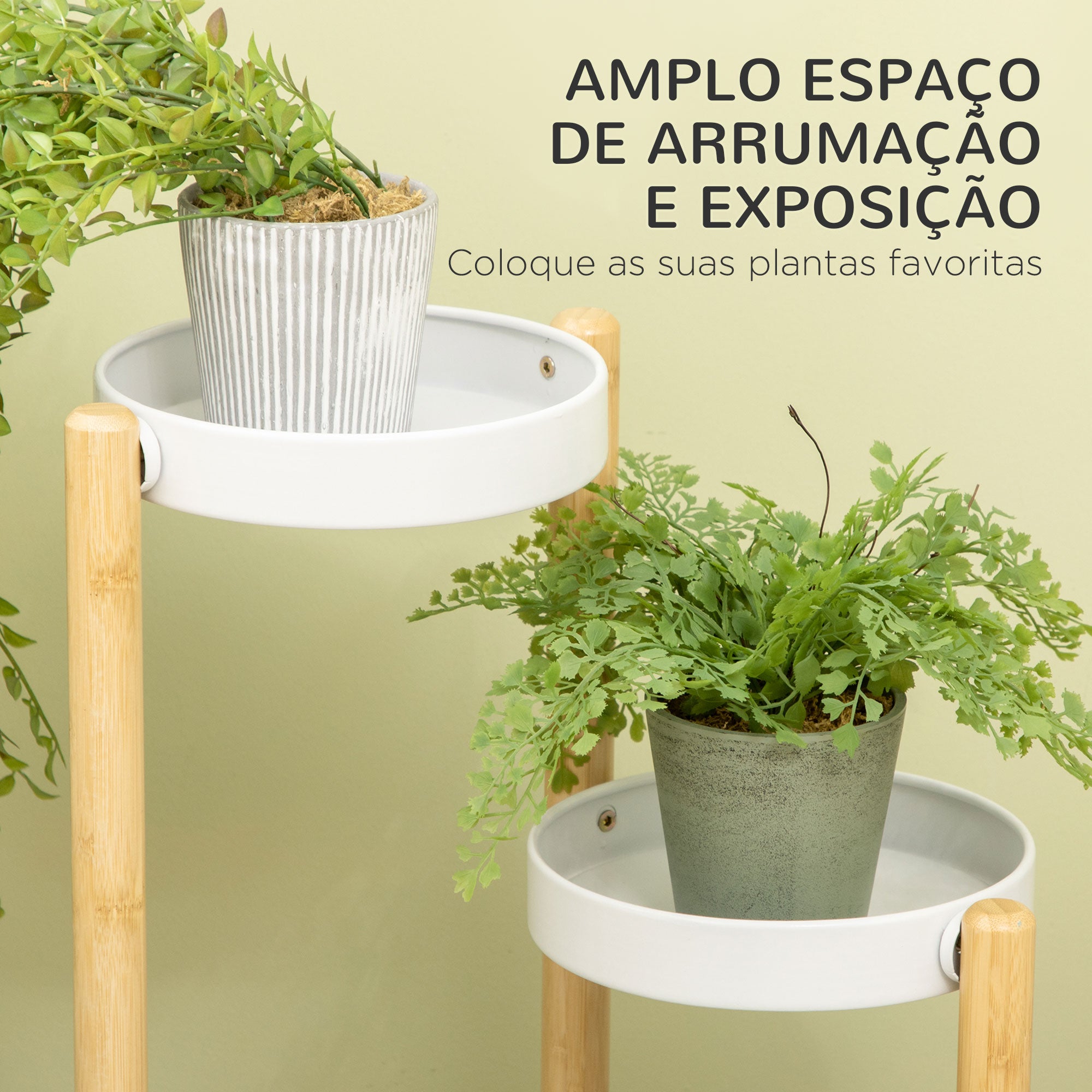 Estante para Plantas – Ø28x80 cm – Branco – Madeira