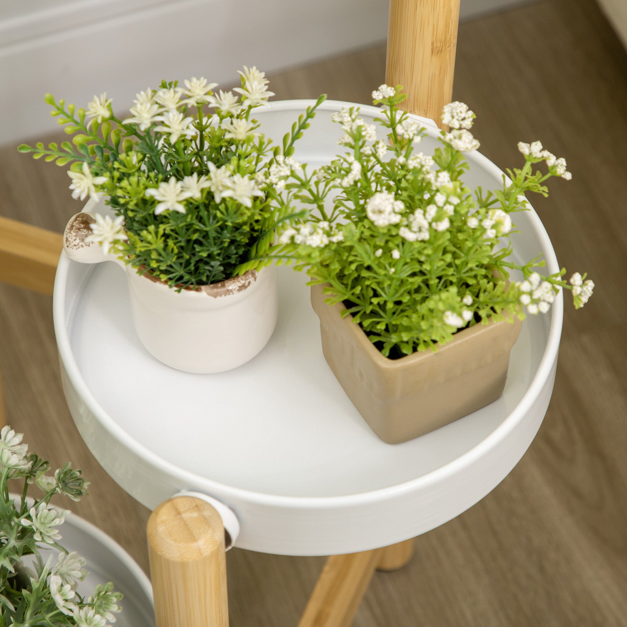 Estante para Plantas – Ø28x80 cm – Branco – Madeira