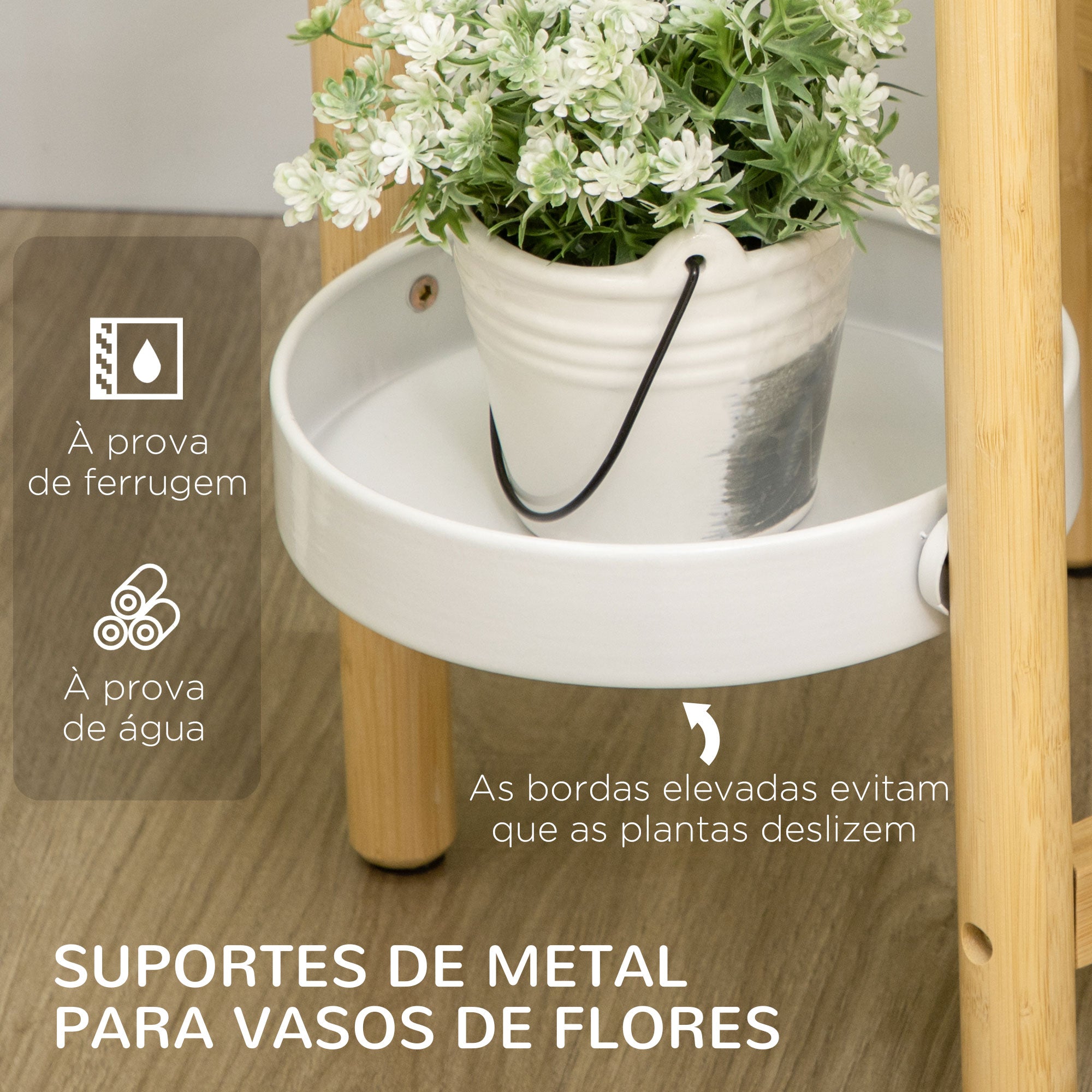 Estante para Plantas – Ø28x80 cm – Branco – Madeira