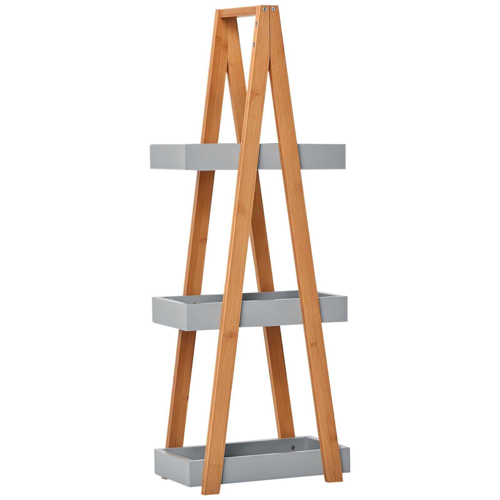 Estante de Bambú para Casa de Banho 30x18x81cm - Madeira e Cinza