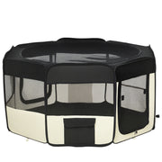 Parque Portátil para Cães e Gatos Ø120x58 cm Preto e Creme