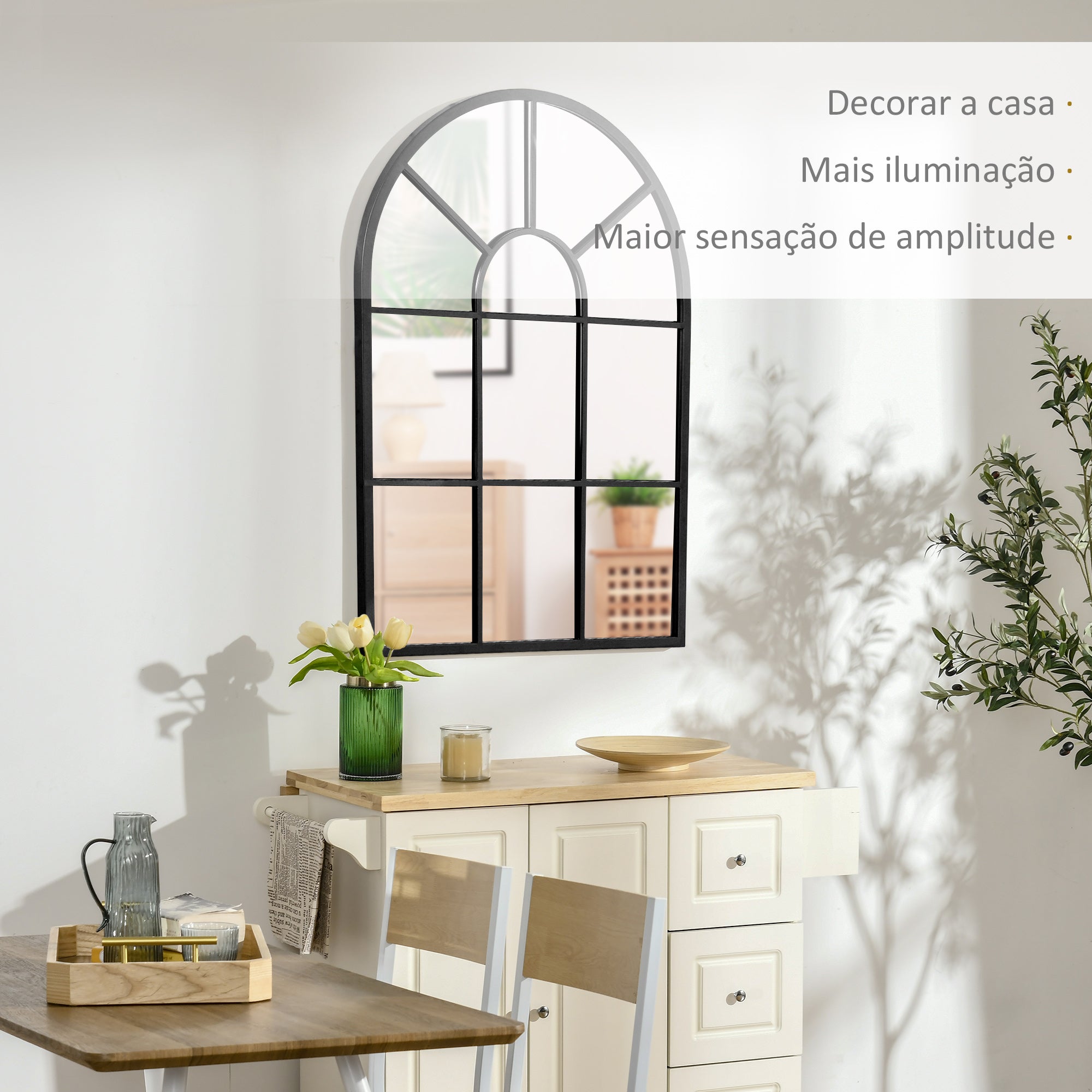 Espelho Decorativo de Parede 60x91 cm - Cor Preto