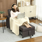 Sofá Cama Individual Cinzento 69x82,5x84 cm com Encosto Reclinável e Almofada Extra