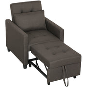 Sofá Cama Individual Cinzento 69x82,5x84 cm com Encosto Reclinável e Almofada Extra