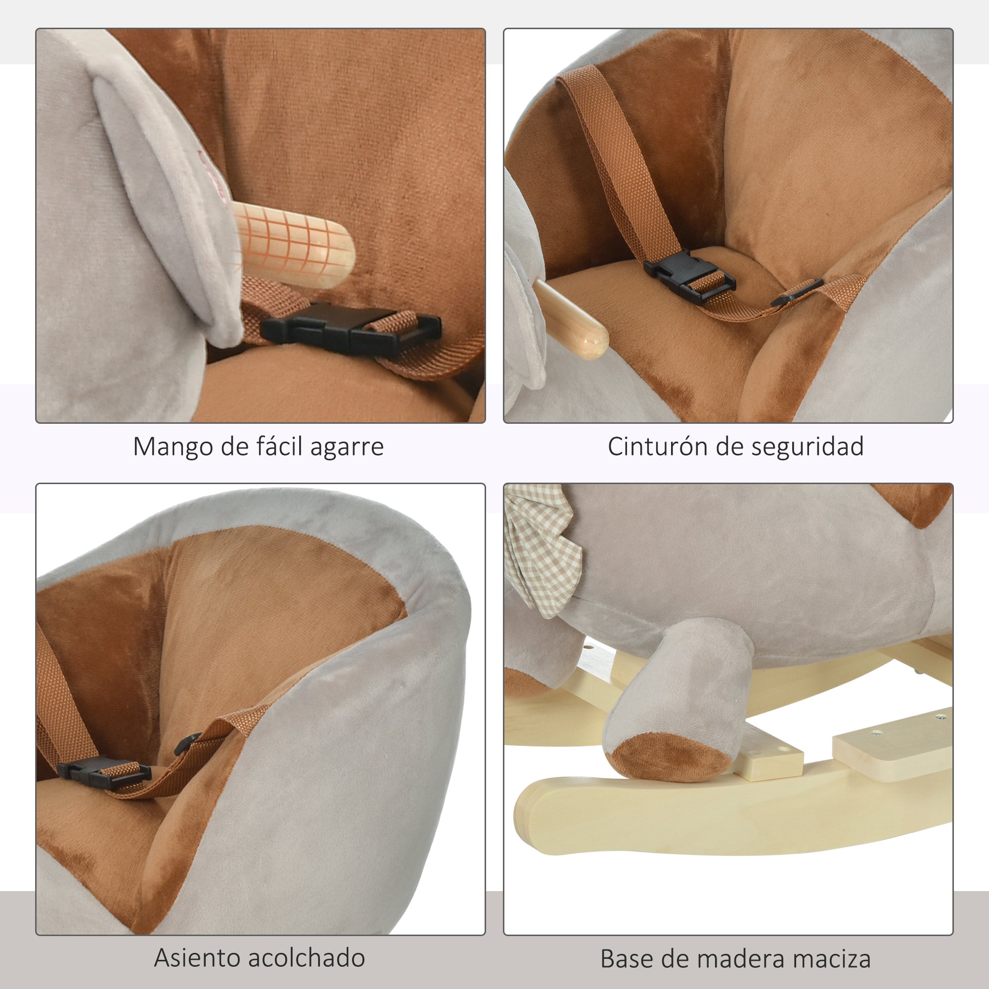 Cavalo de Balanço para Bebê Cinza 60x33x50cm