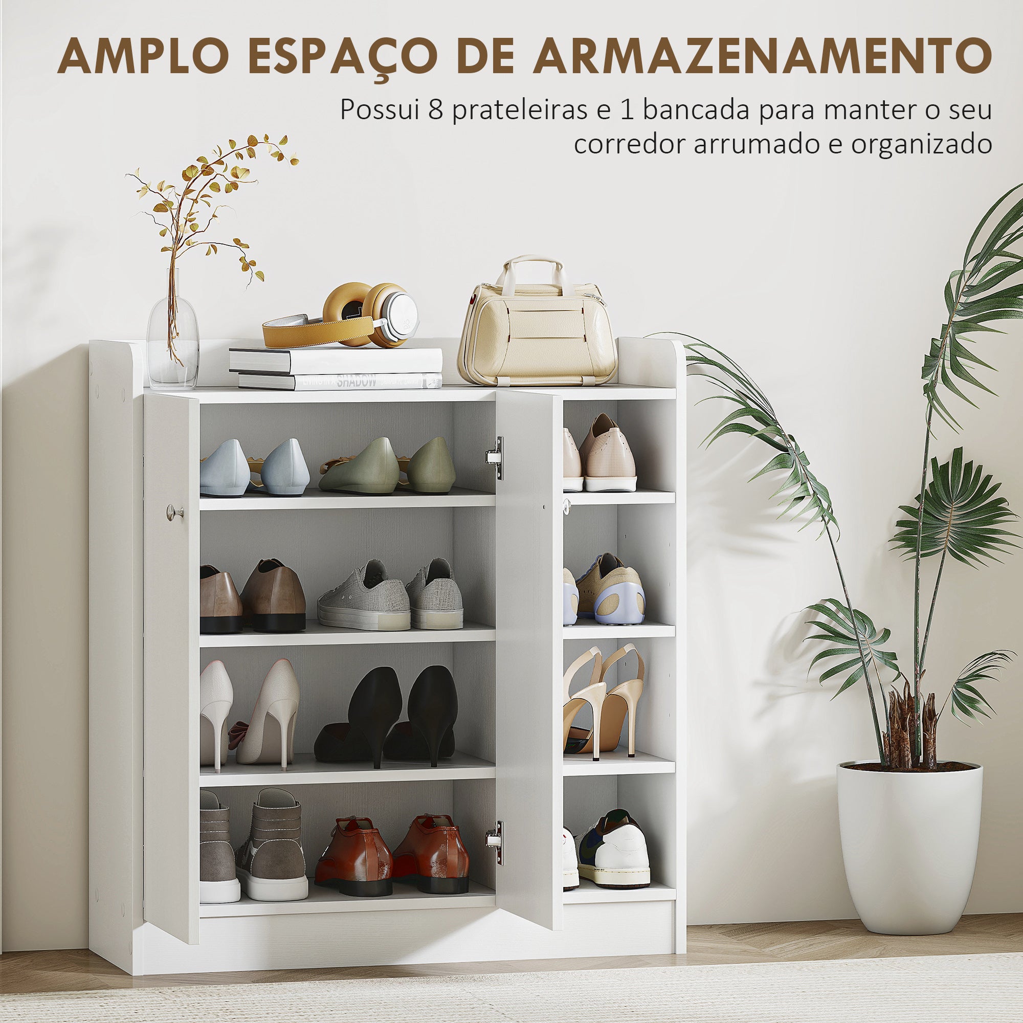 Sapateira Armário Multiuso Branco 83x30x90 cm