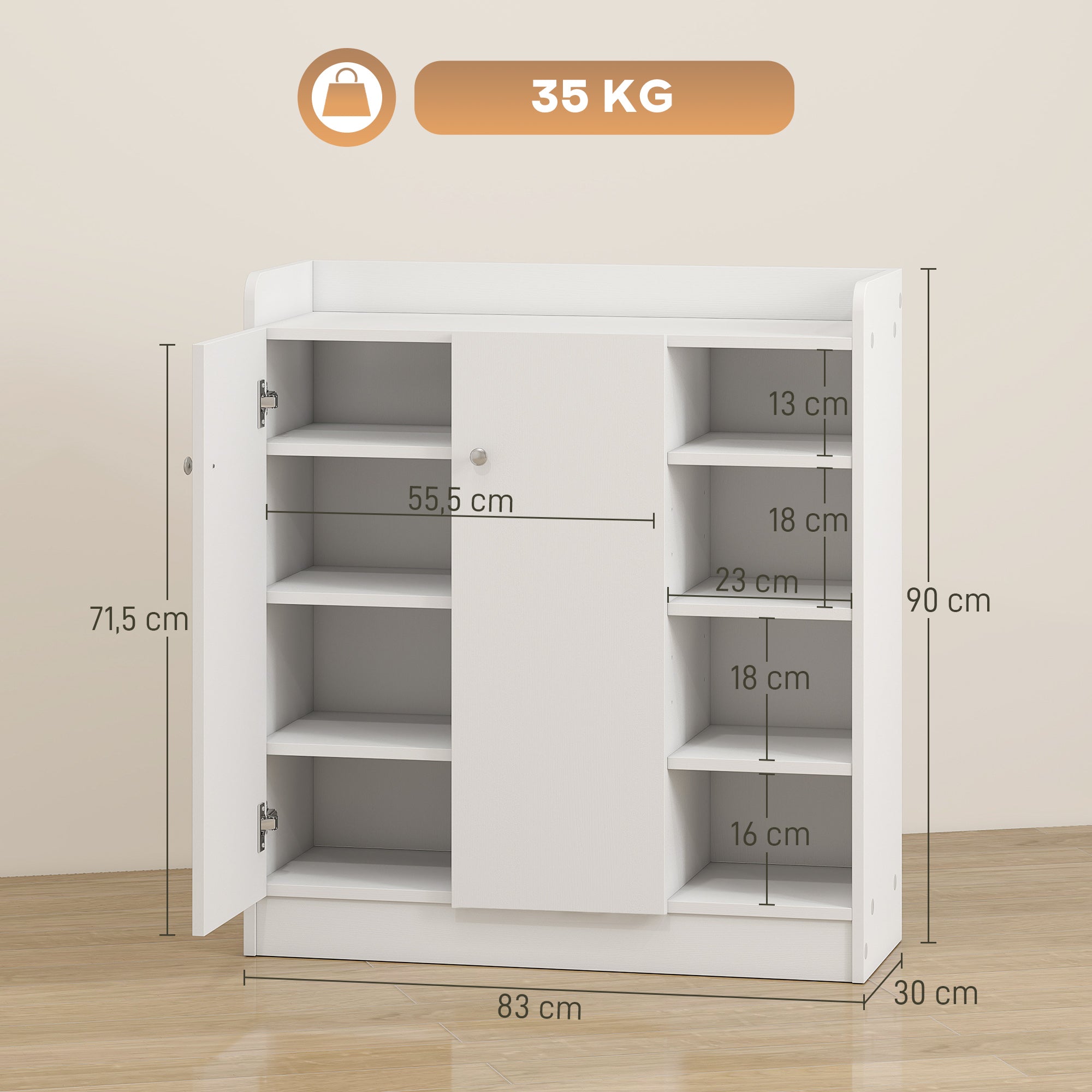 Sapateira Armário Multiuso Branco 83x30x90 cm