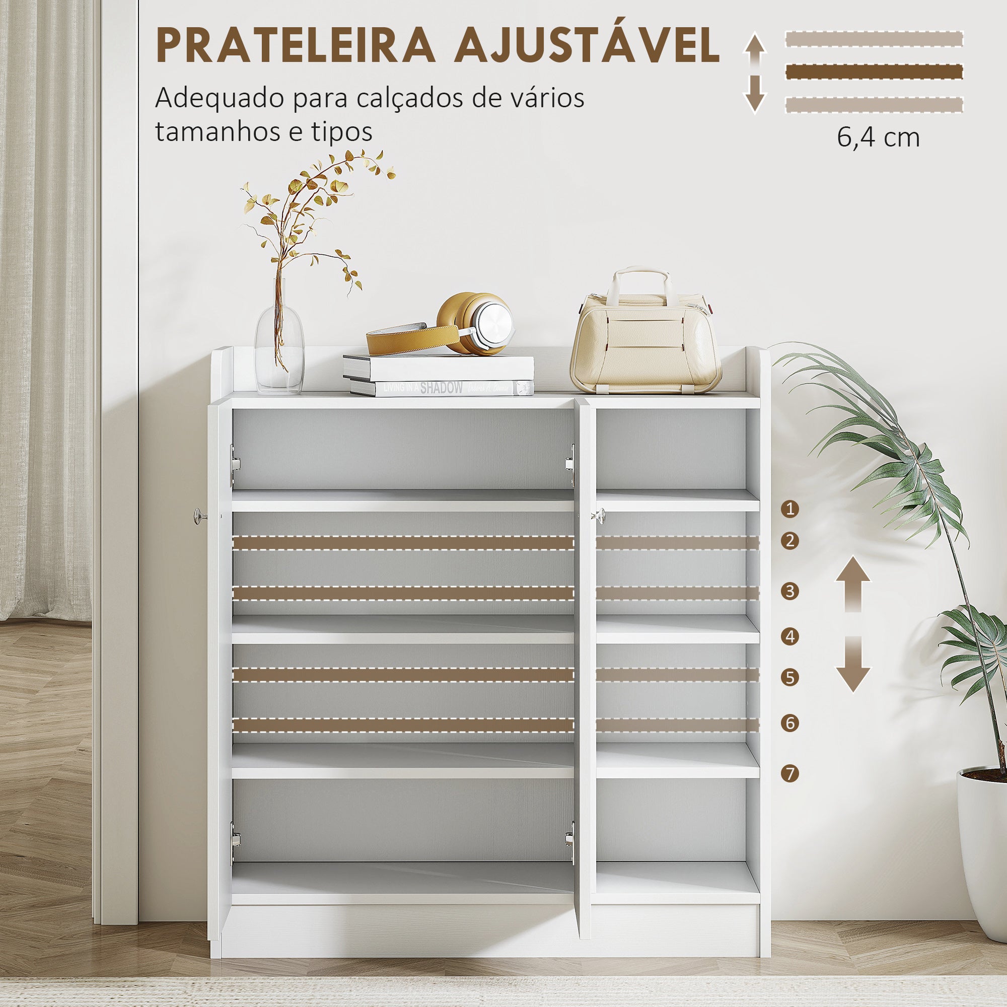 Sapateira Armário Multiuso Branco 83x30x90 cm