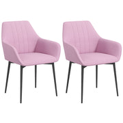 Conjunto de 2 Cadeiras de Sala de Jantar Estofadas em Linho 59,5x56,5x81 cm - Rosa