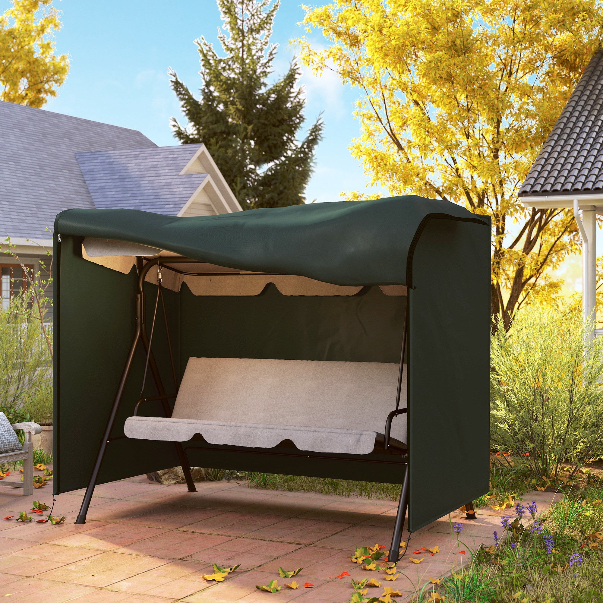 Capa Protetora para Móveis de Jardim – 205x124x164cm – Verde Escuro – Tecido Oxford