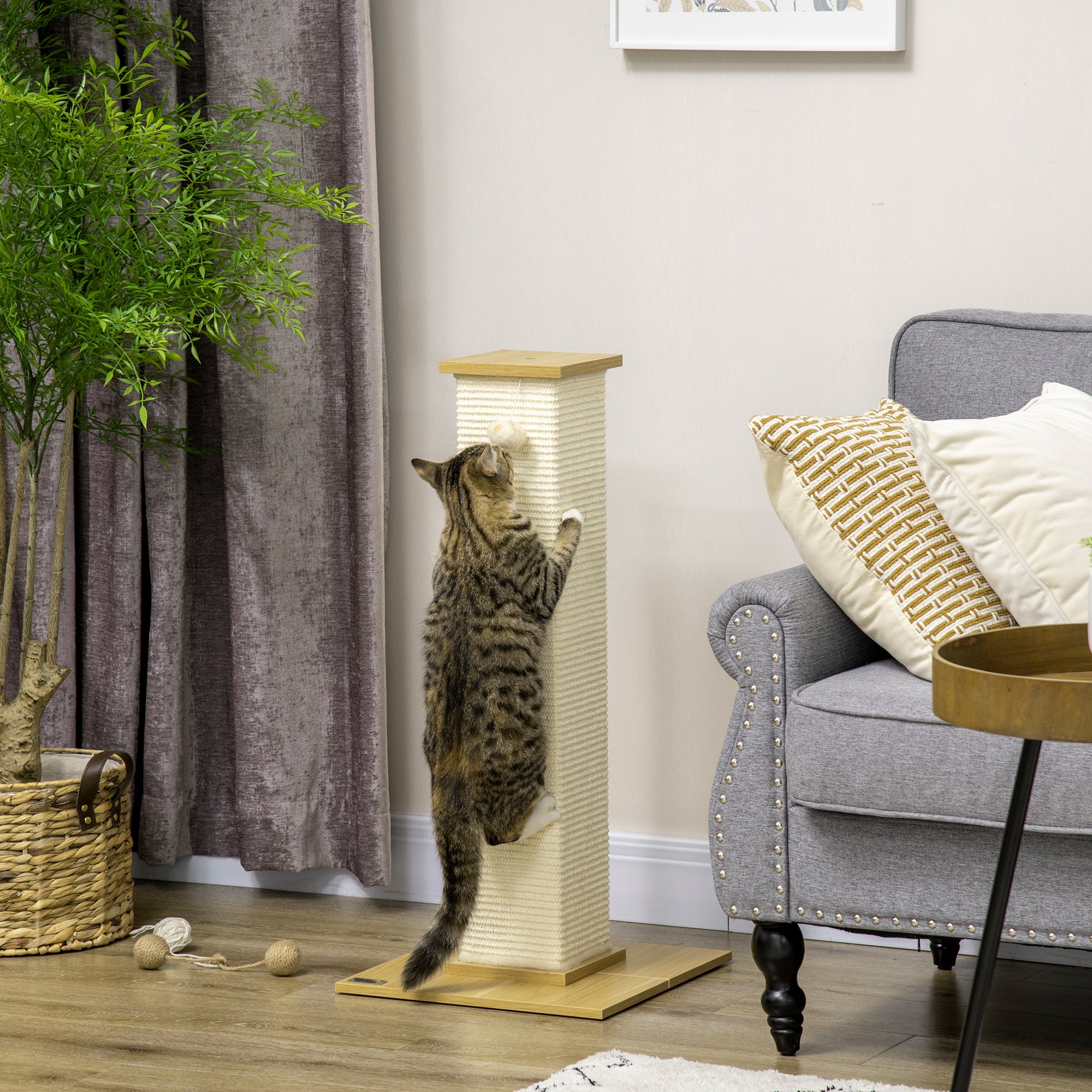 Arranhador para Gatos de 80cm Cor de Carvalho