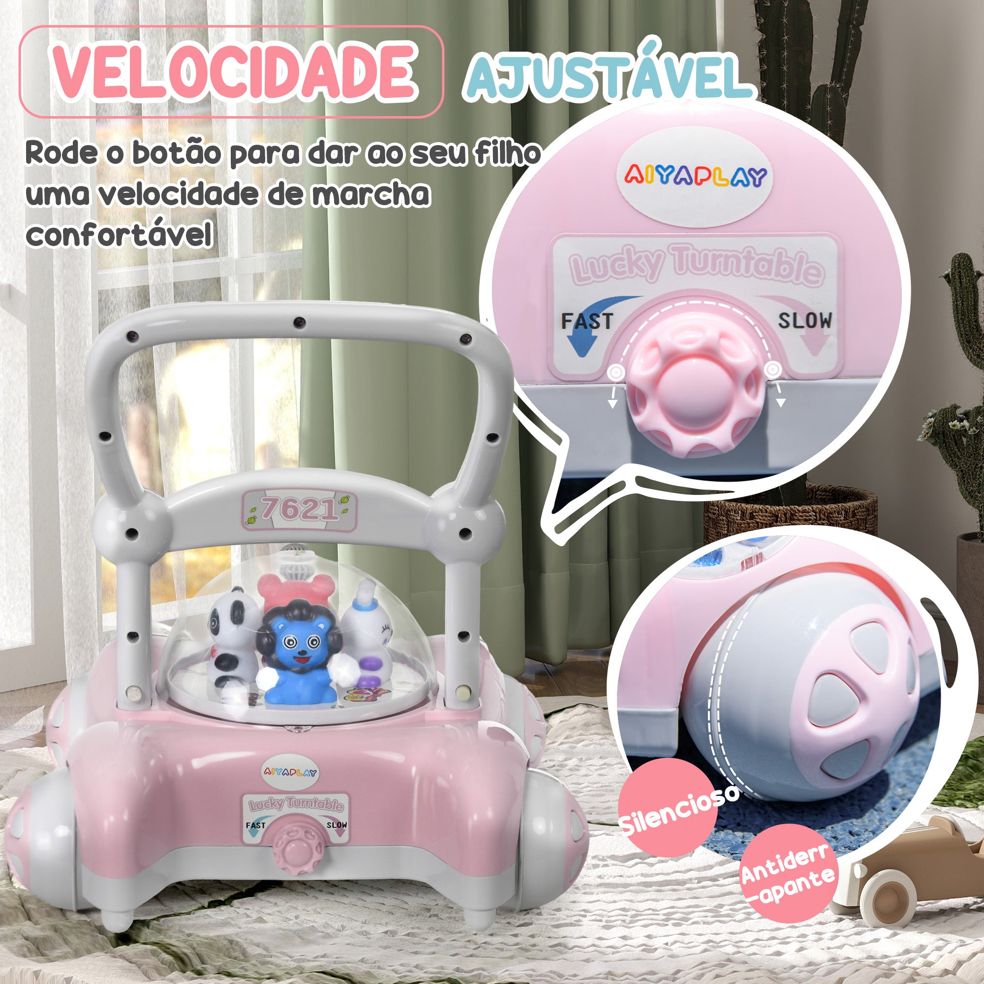 Andador para Bebés 43,4x40,6x43 cm - Rosa