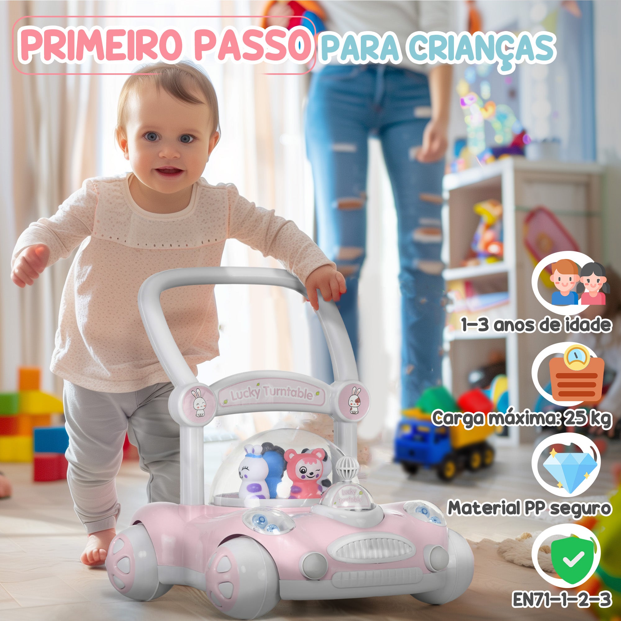 Andador para Bebés 43,4x40,6x43 cm - Rosa