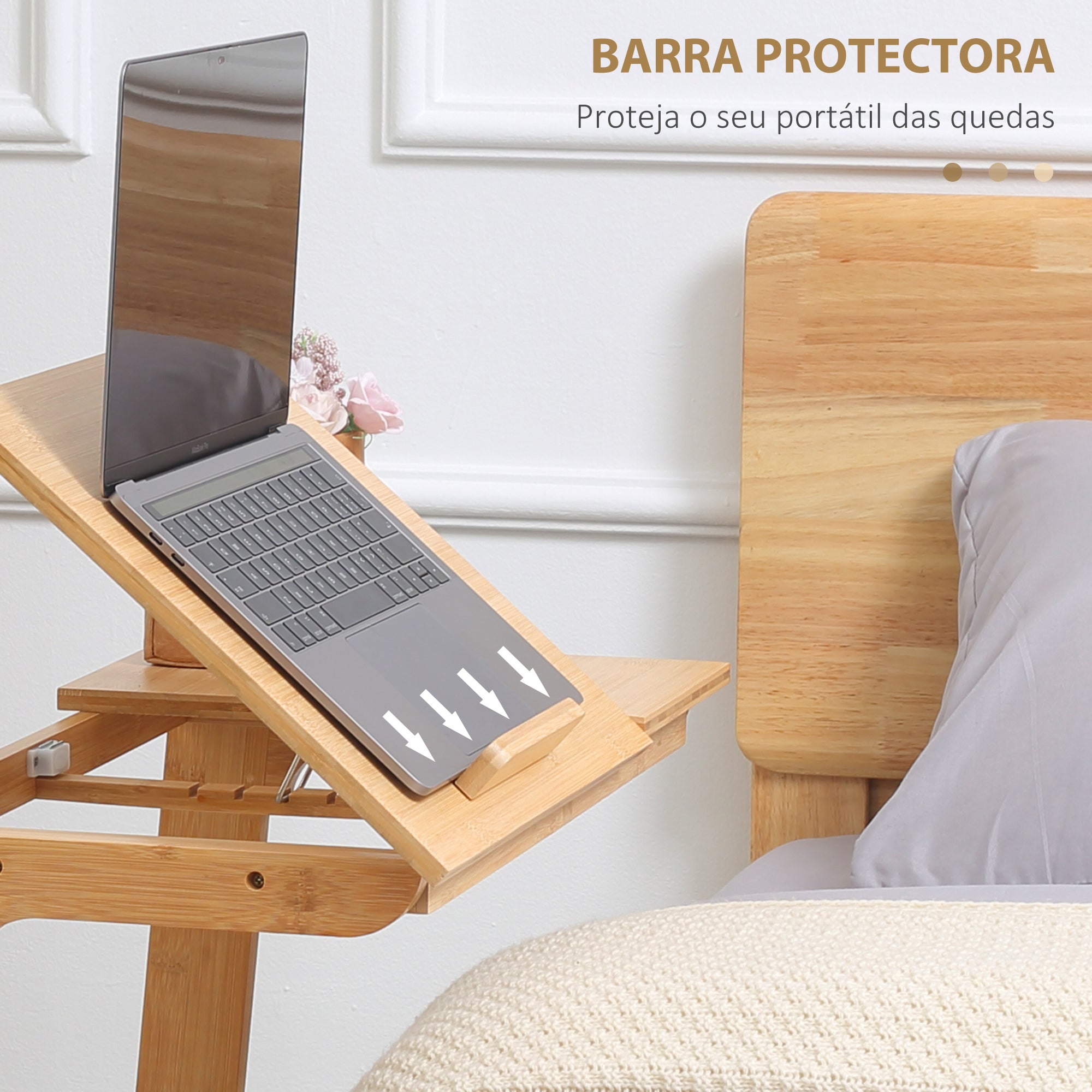 Mesa Auxiliar de Bambu – 60x33x67cm – Cor de Madeira Natural