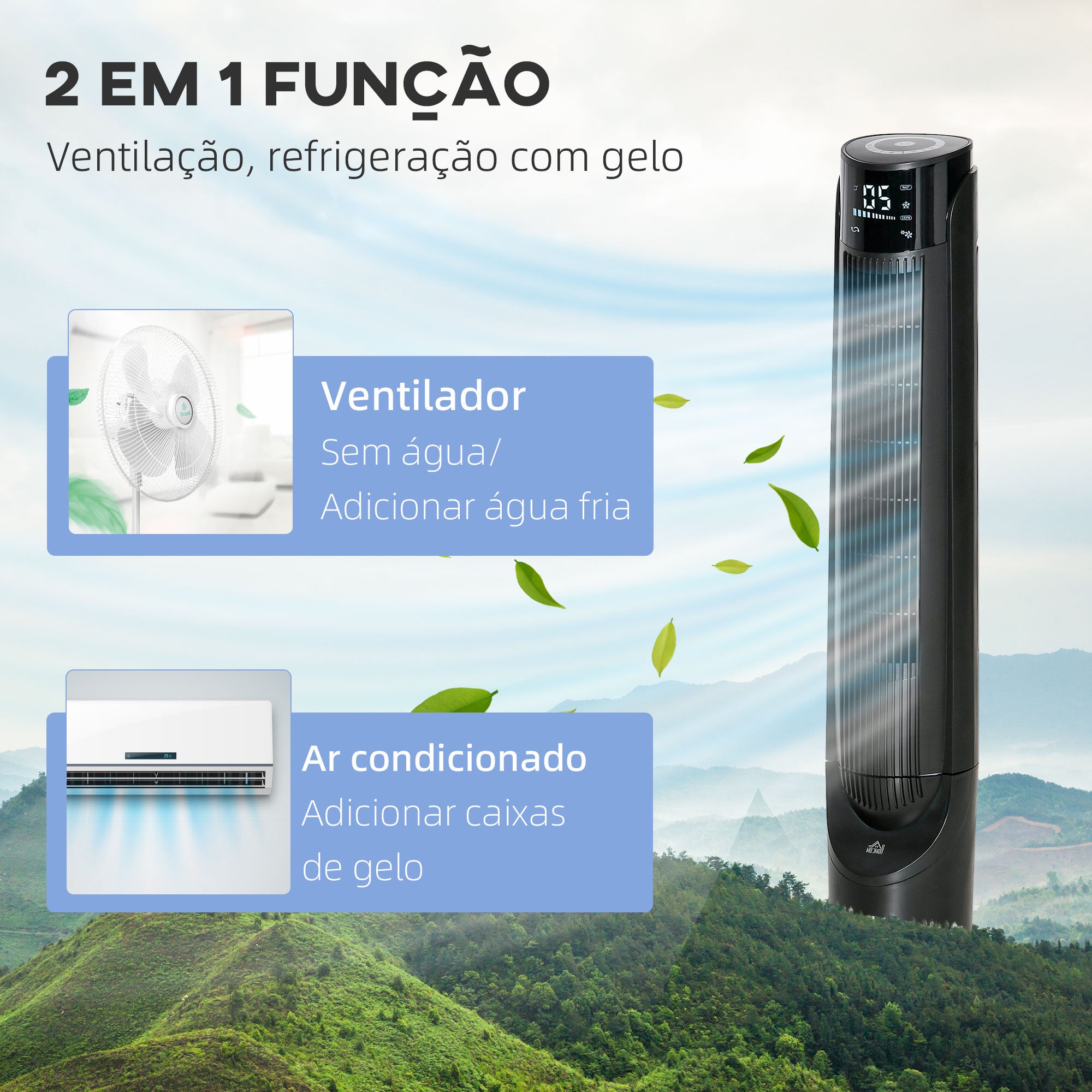 Ventoinha de Coluna 31,5x31,5x107 cm Preto