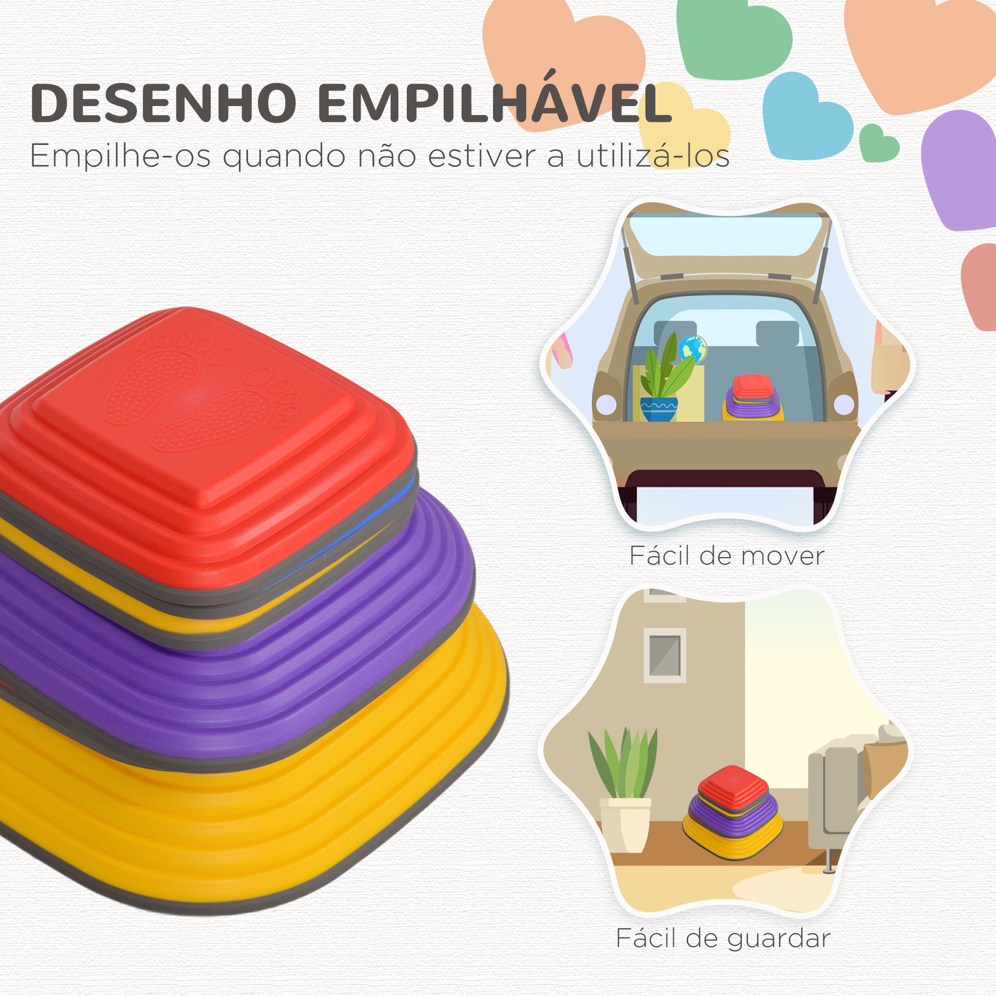 Conjunto de Blocos de Equilíbrio Multicor 34,3x34,3x5,5 cm para Crianças acima de 3 Anos