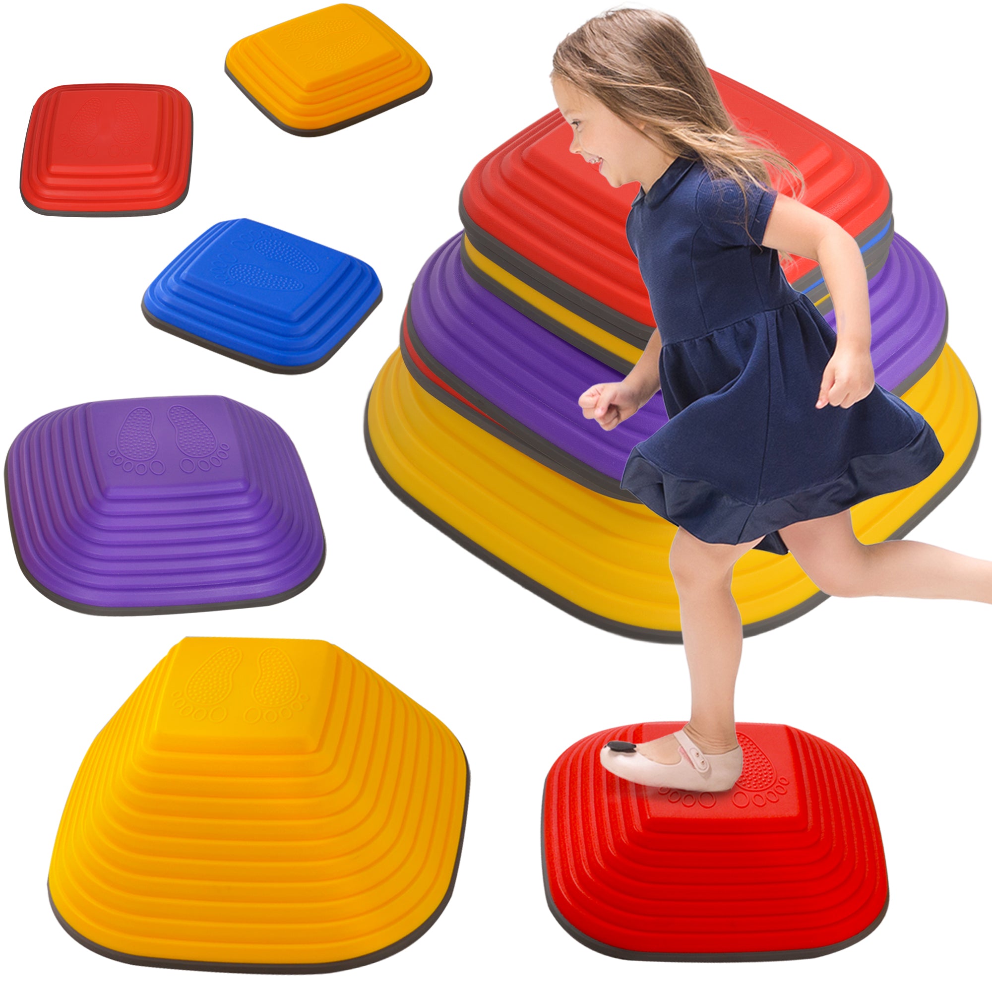 Conjunto de Blocos de Equilíbrio Multicor 34,3x34,3x5,5 cm para Crianças acima de 3 Anos