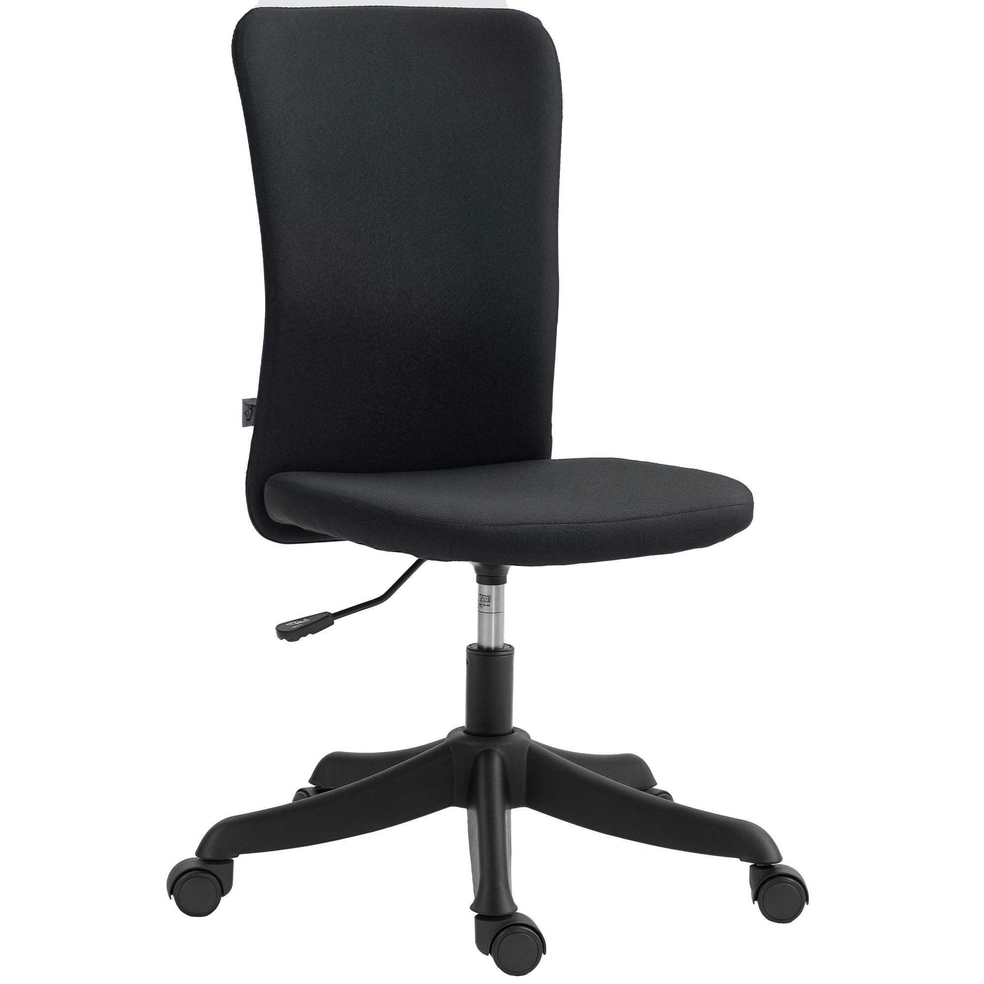 Cadeira de Escritório Estofada em Linho Sintético Preto 53x43x85-93 cm