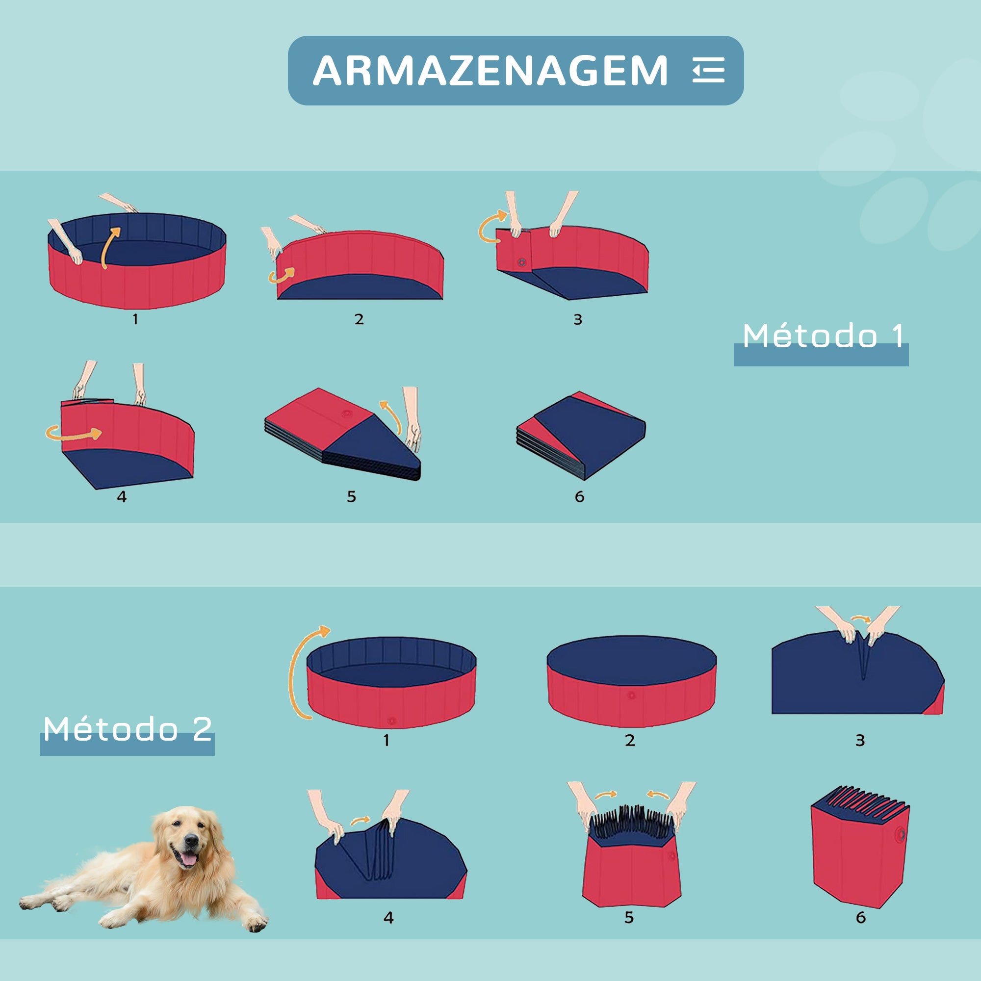 Piscina Dobrável para Cães e Gatos Ø140x30cm Vermelho