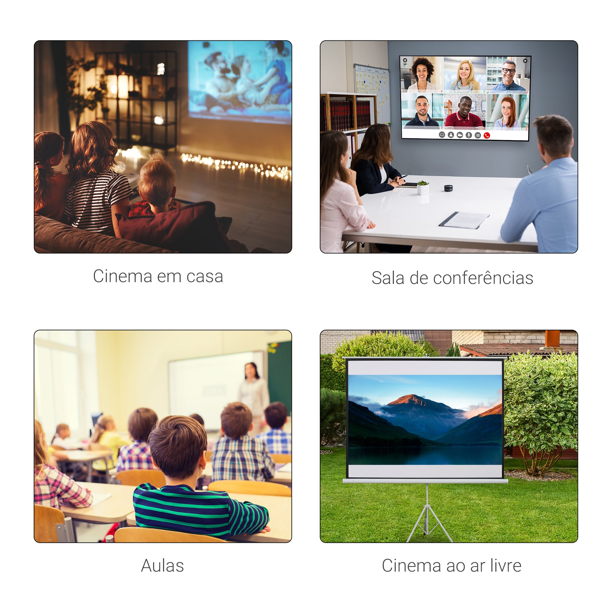 Ecrã de Projeção Manual 100 Polegadas Branco 203x152 cm