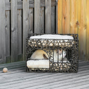 Cama de Vime para Gatos de 2 Alturas 56x41x45cm - Café Escuro