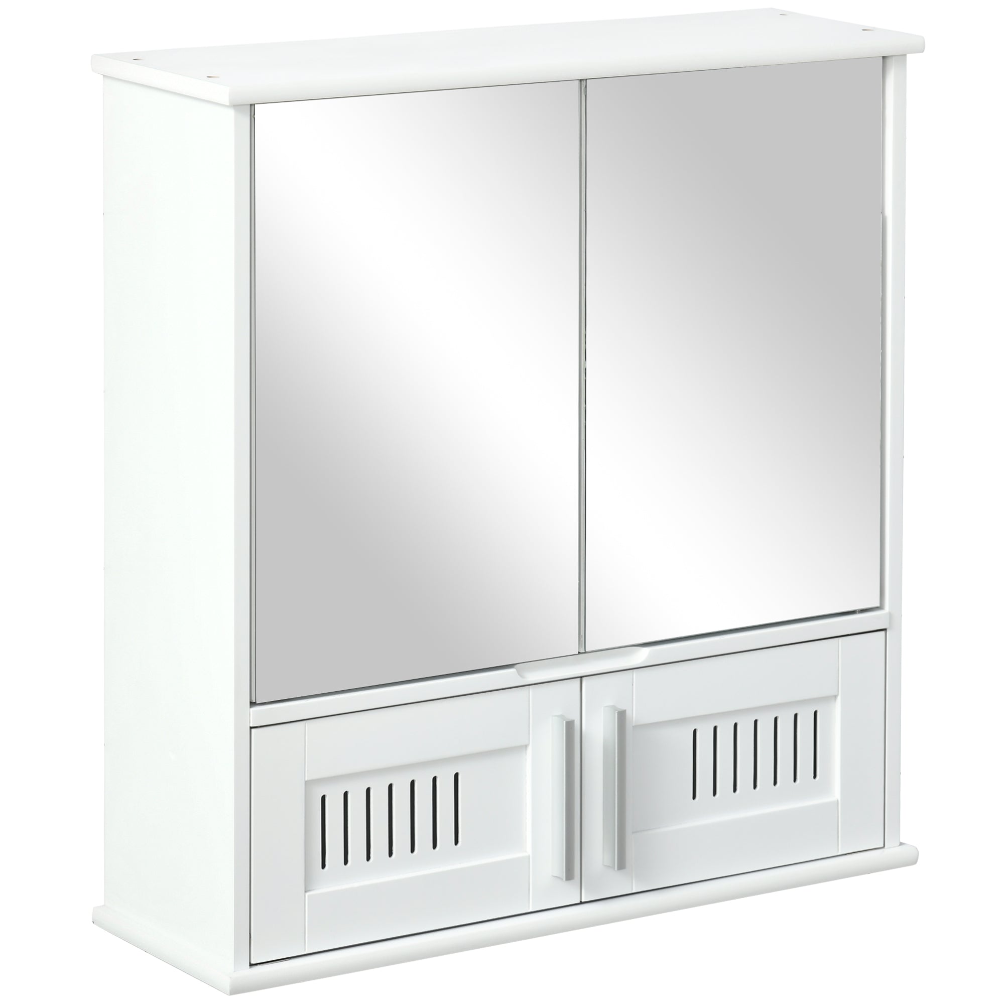 Armário de Casa de Banho com Espelho de Parede 55x17.5x60cm Branco