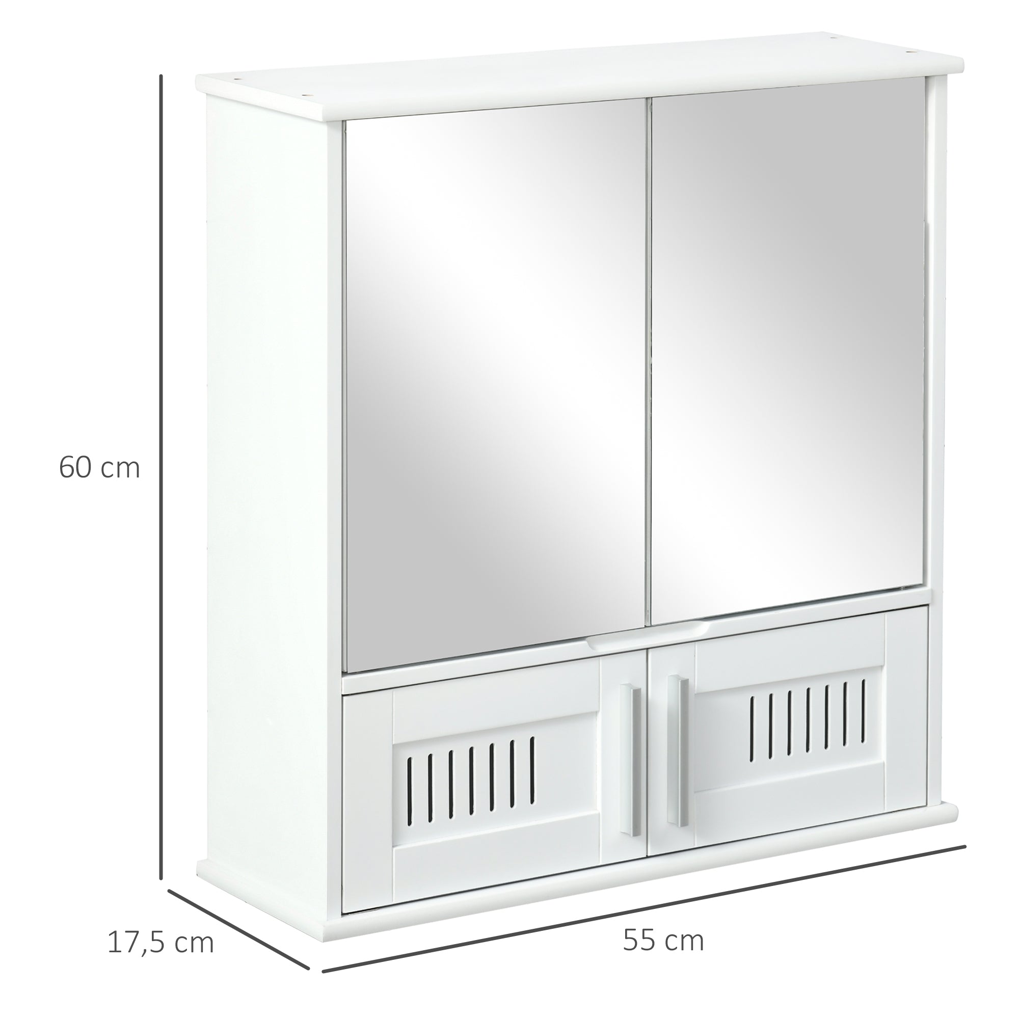 Armário de Casa de Banho com Espelho de Parede 55x17.5x60cm Branco