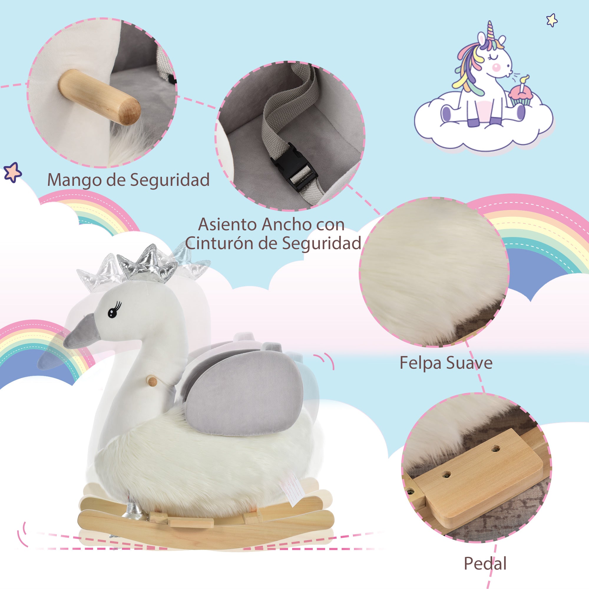 Cavalo Baloiço para Bebés 60x33x59 cm Branco e Cinza