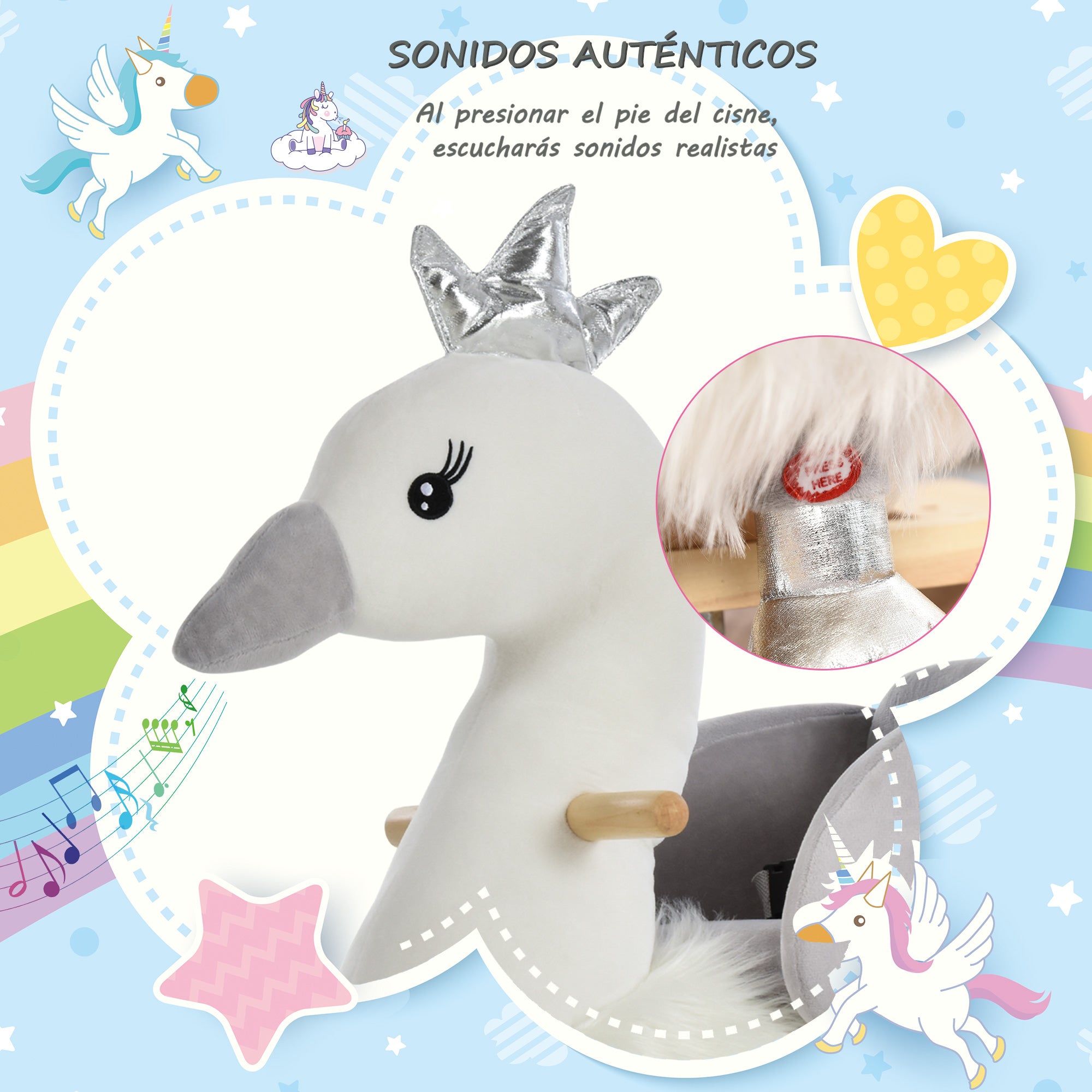 Cavalo Baloiço para Bebés 60x33x59 cm Branco e Cinza