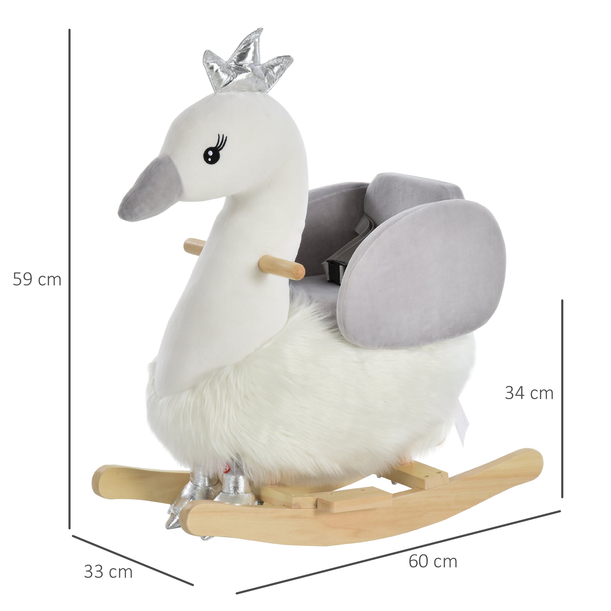 Cavalo Baloiço para Bebés 60x33x59 cm Branco e Cinza