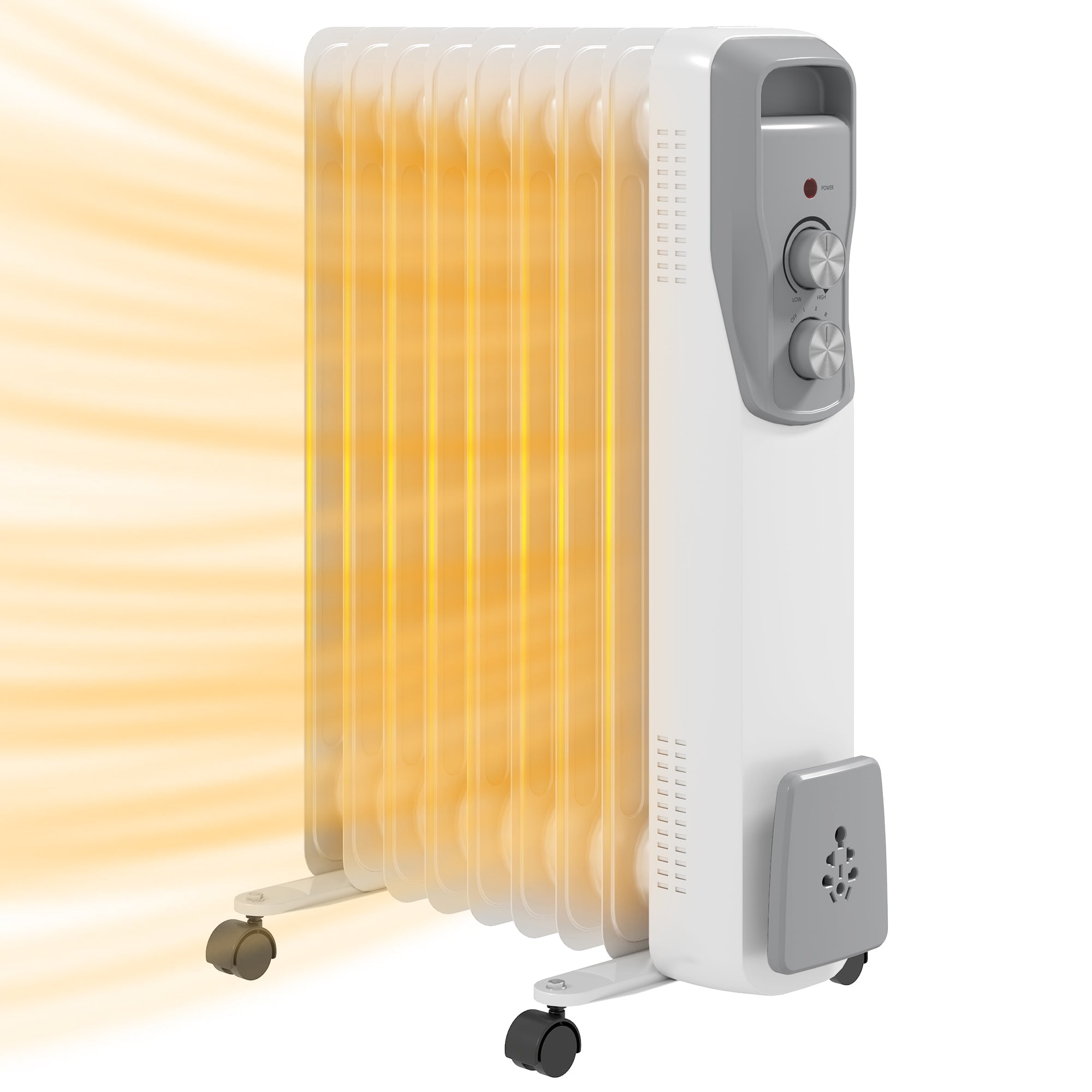 Aquecedor a Óleo Silencioso 2000W Branco 29x41,5x62 cm