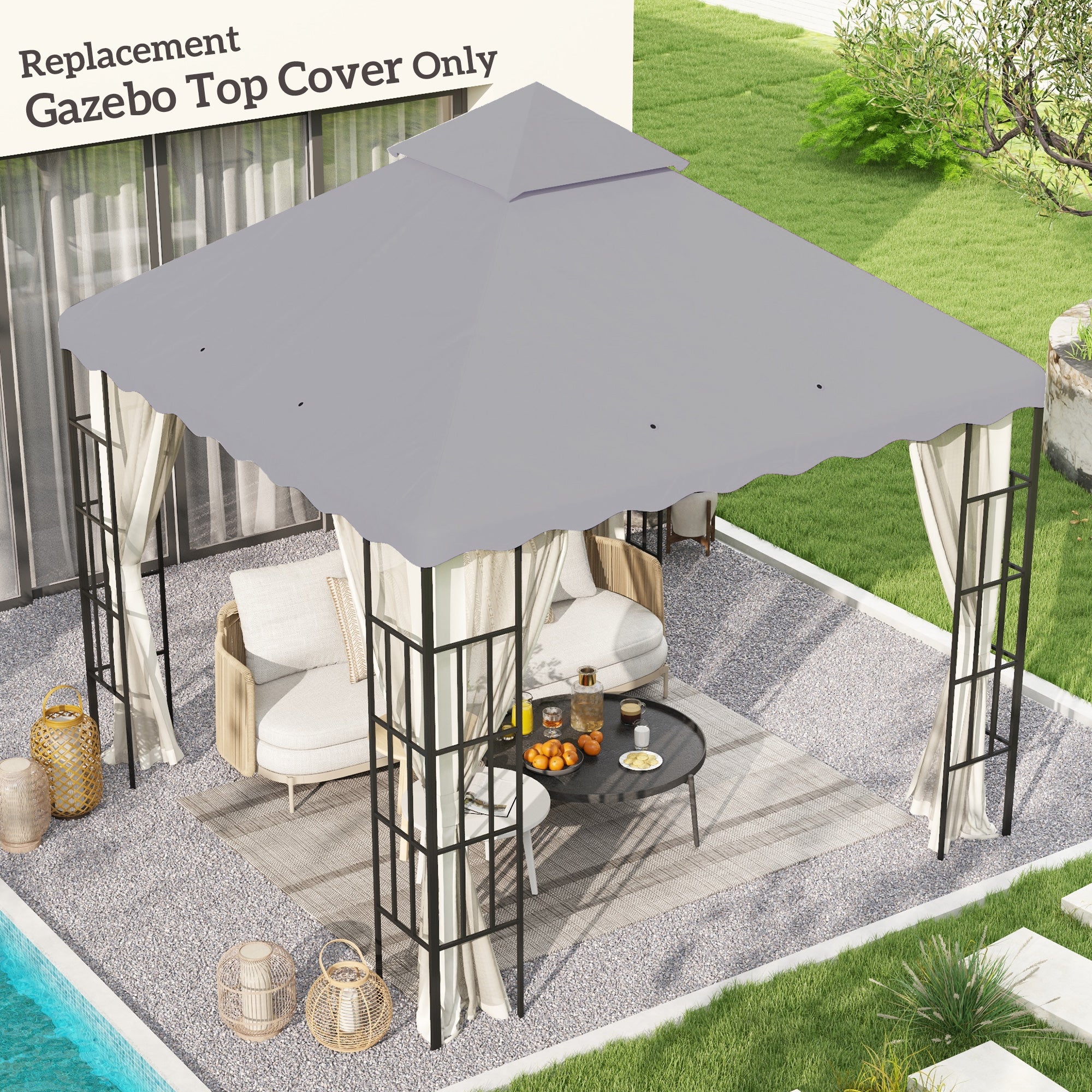 Toldo de Substituição 295x295 cm - Cinza Claro