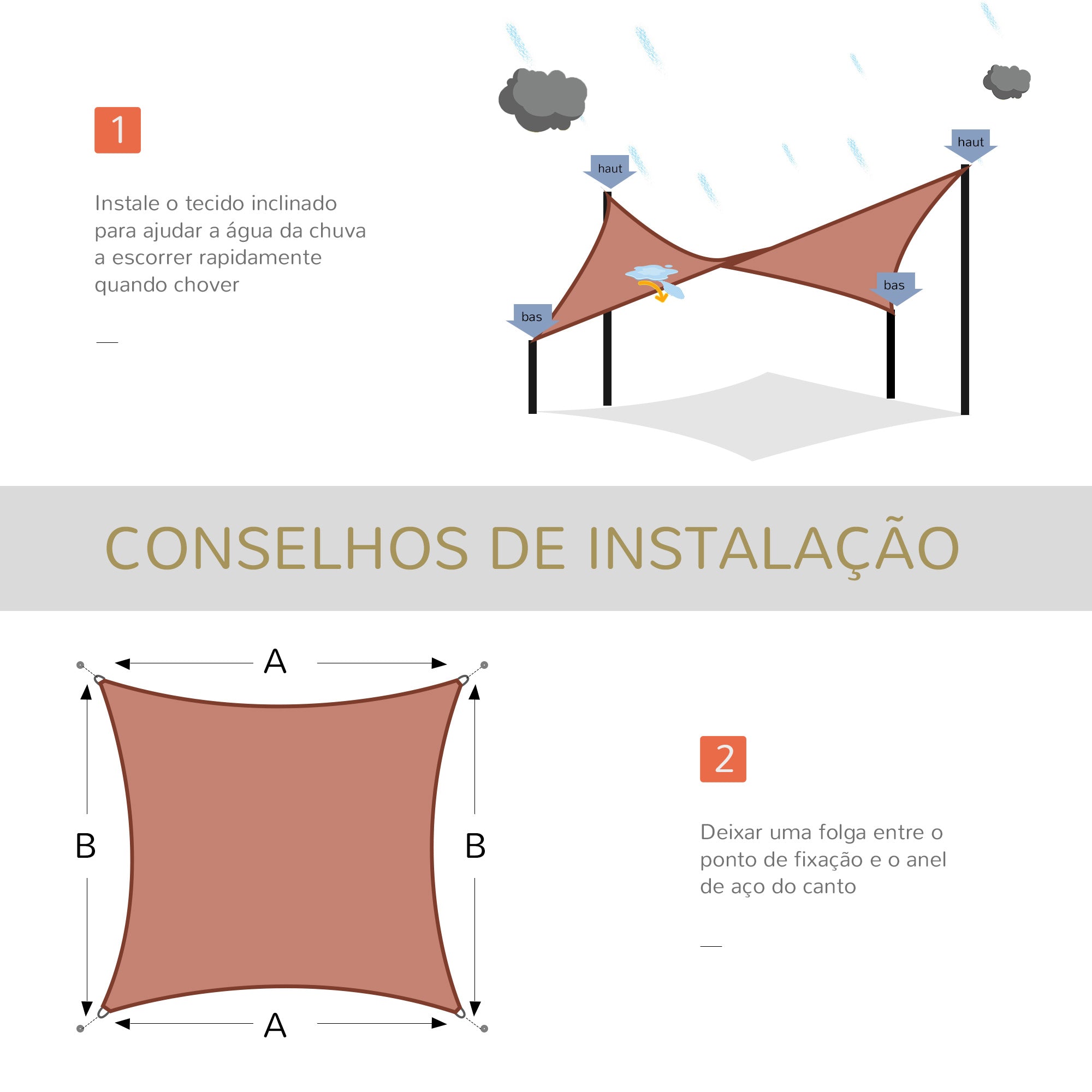 Toldo Vela Retangular Vermelho de Ferrugem 300x400 cm