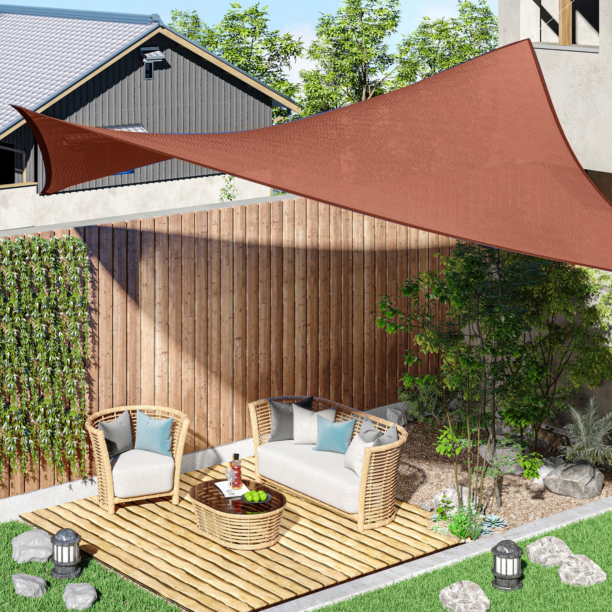 Toldo Vela Retangular Vermelho de Ferrugem 300x400 cm