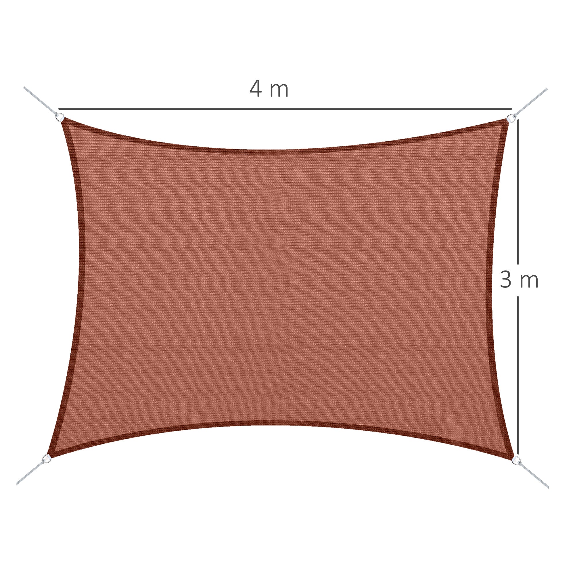 Toldo Vela Retangular Vermelho de Ferrugem 300x400 cm