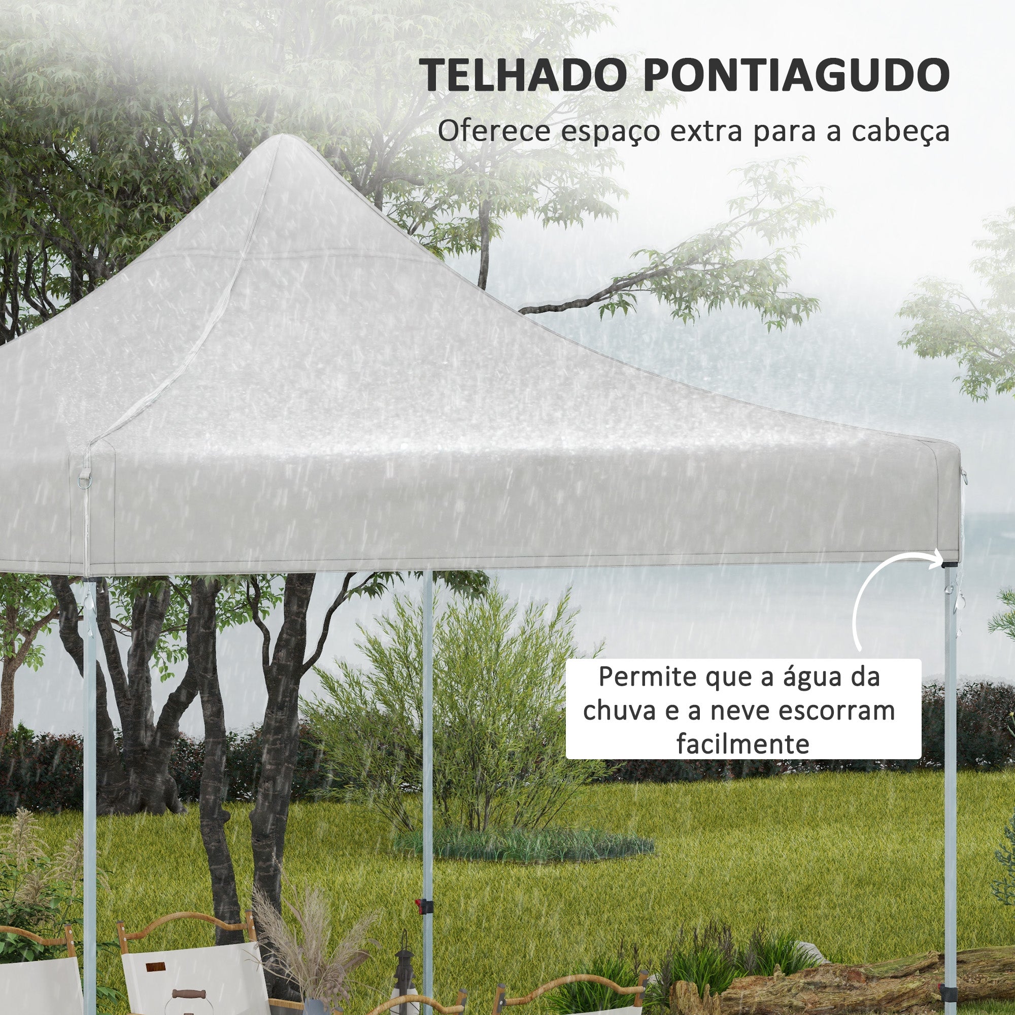 Toldo de Substituição 300x300 cm Branco - Tecido Oxford Impermeável e Anti-UV