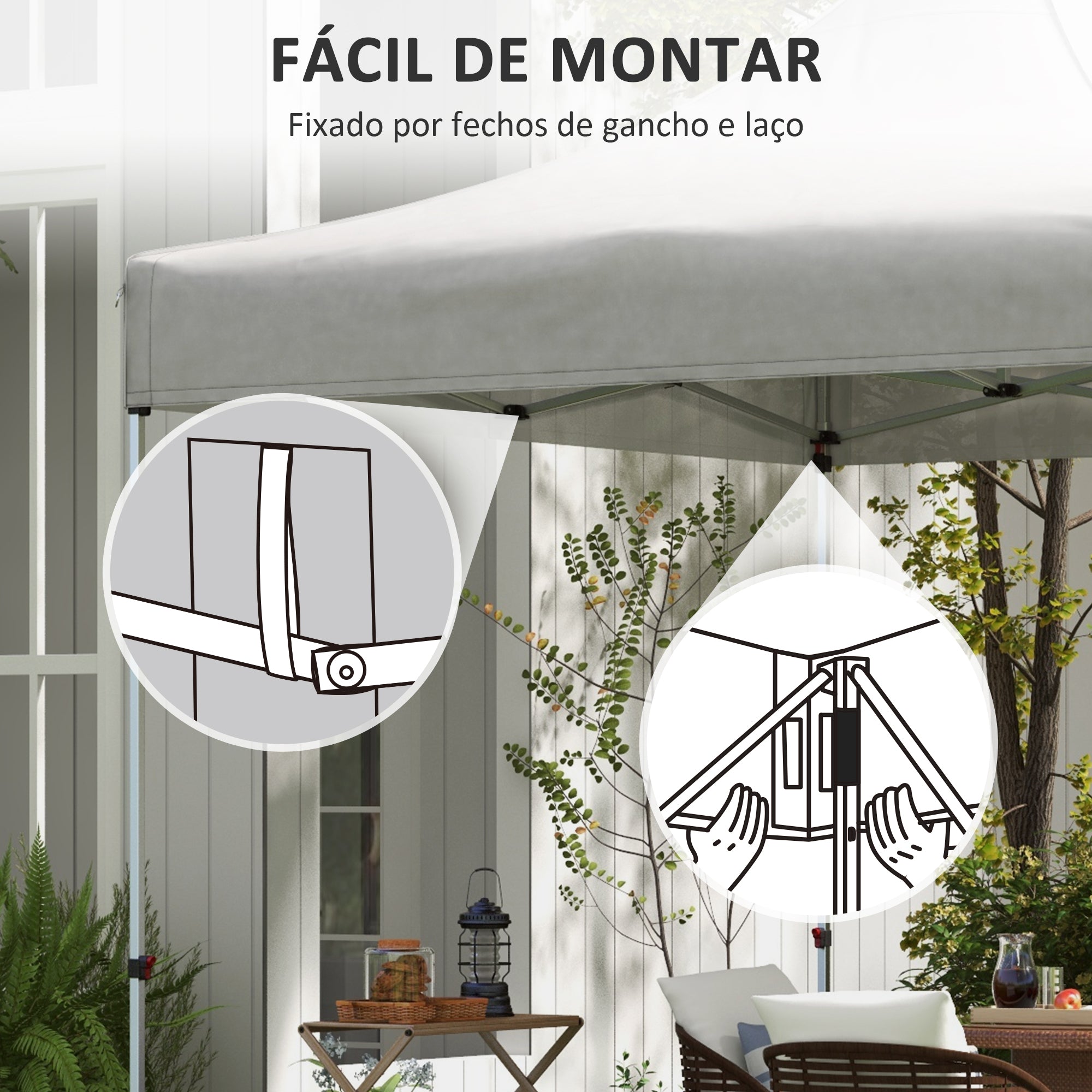 Toldo de Substituição 300x300 cm Branco - Tecido Oxford Impermeável e Anti-UV